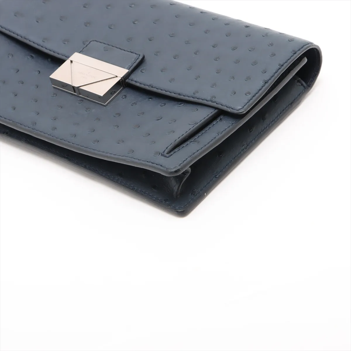 Ostrich Pochette Thames - TR1128 Navy — view 3