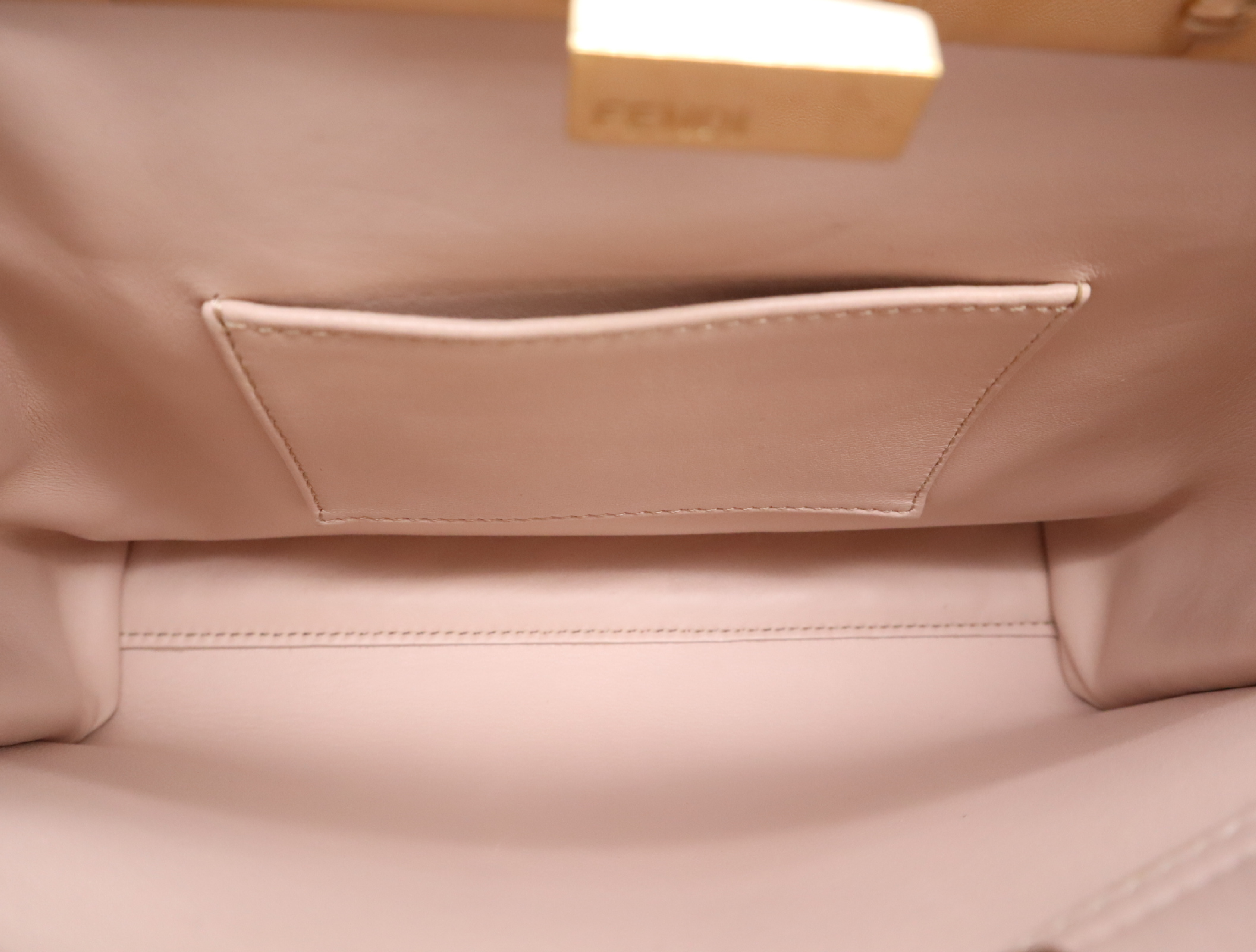 8BN244 Leather Mini Peekaboo Pink Handbag with Gold Hardware, Shoulder Strap, and Dust Bag — view 12