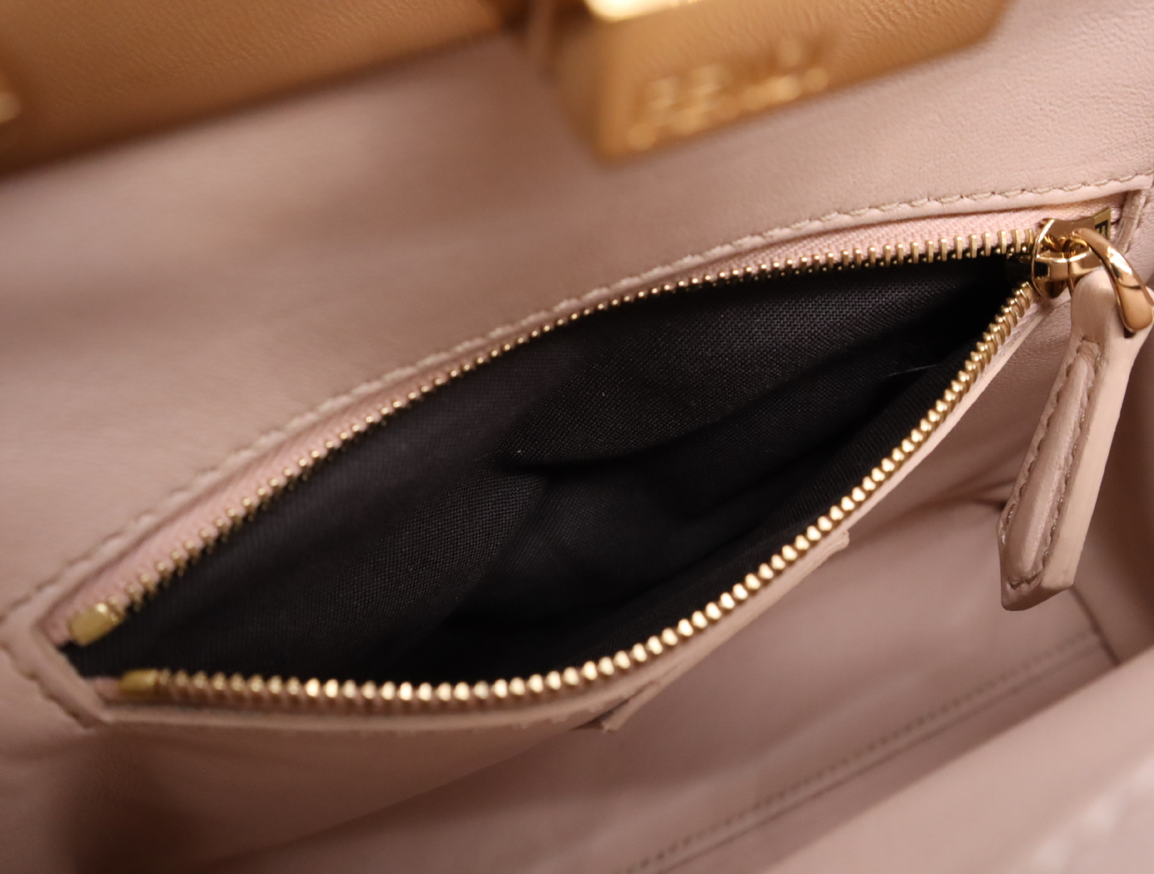 8BN244 Leather Mini Peekaboo Pink Handbag with Gold Hardware, Shoulder Strap, and Dust Bag — view 13