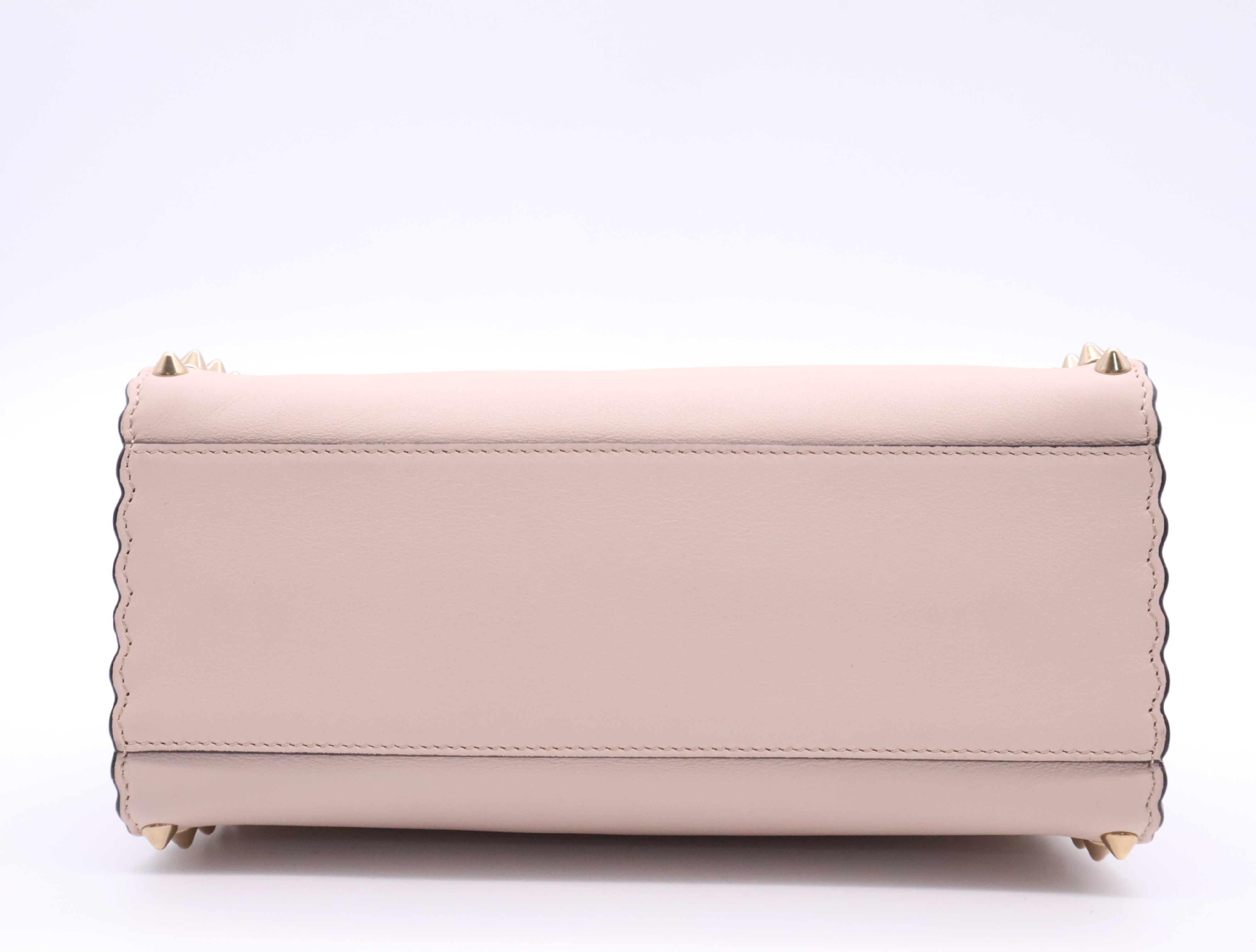 8BN244 Leather Mini Peekaboo Pink Handbag with Gold Hardware, Shoulder Strap, and Dust Bag — view 4