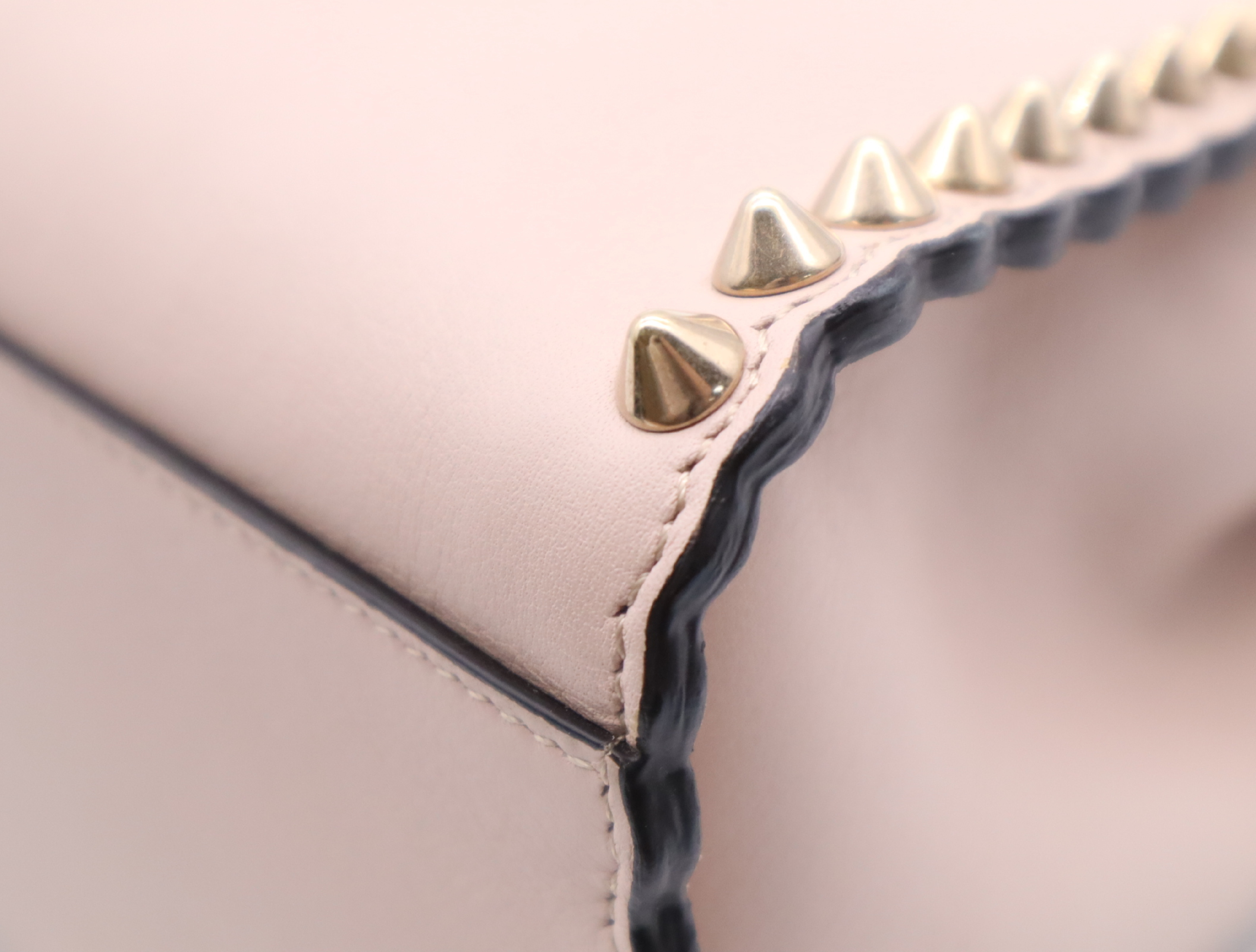 8BN244 Leather Mini Peekaboo Pink Handbag with Gold Hardware, Shoulder Strap, and Dust Bag — view 7