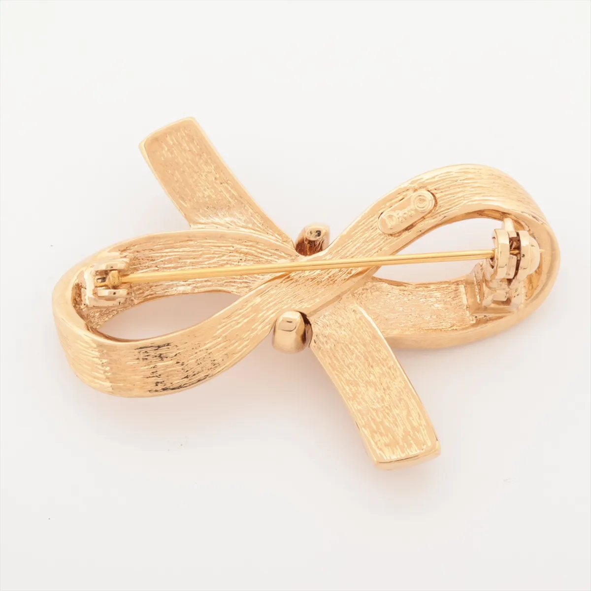Ribbon Brooch, GP x Rhinestone, Gold, — view 2