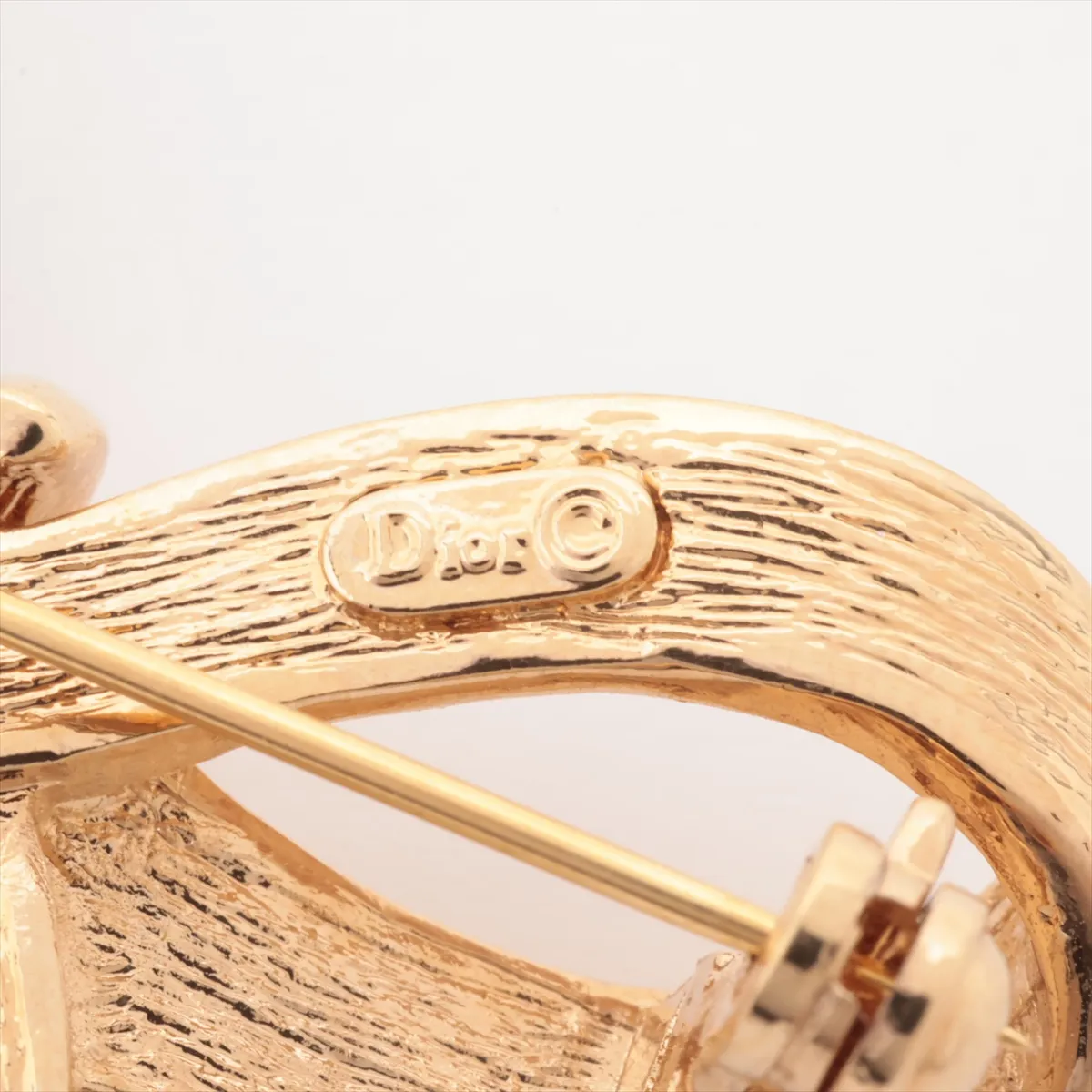 Ribbon Brooch, GP x Rhinestone, Gold, — view 4