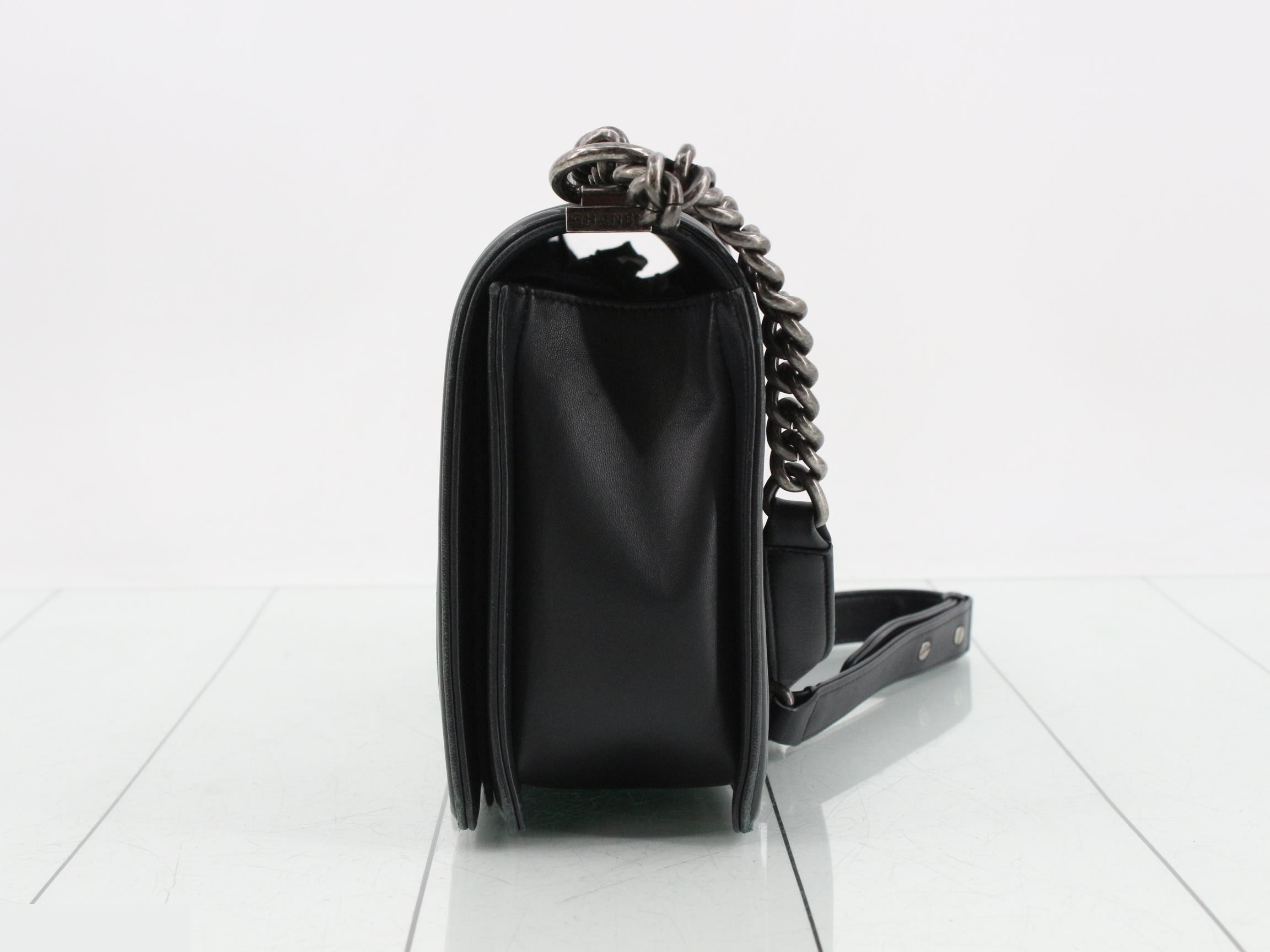 Boy Chanel Chain Shoulder Bag, Black — view 3