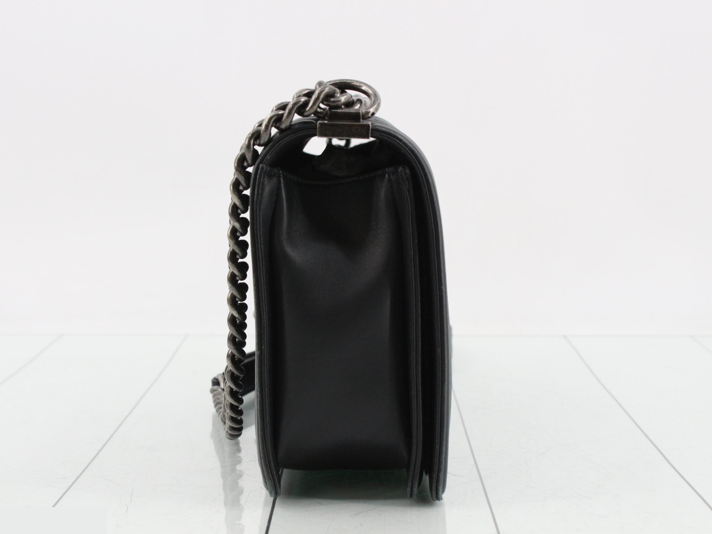 Boy Chanel Chain Shoulder Bag, Black — view 4