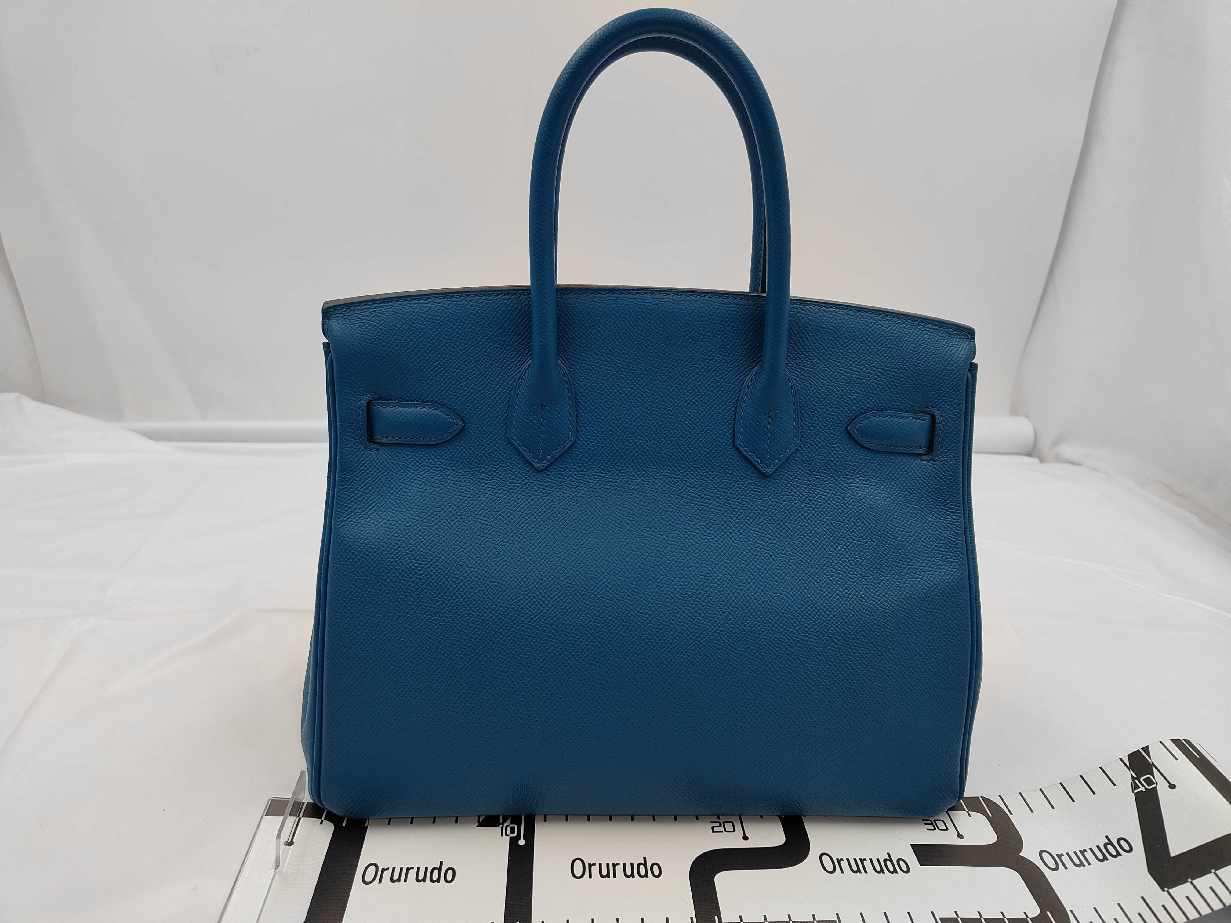Birkin 30 Courchevel Leather Q Blue Handbag — view 2