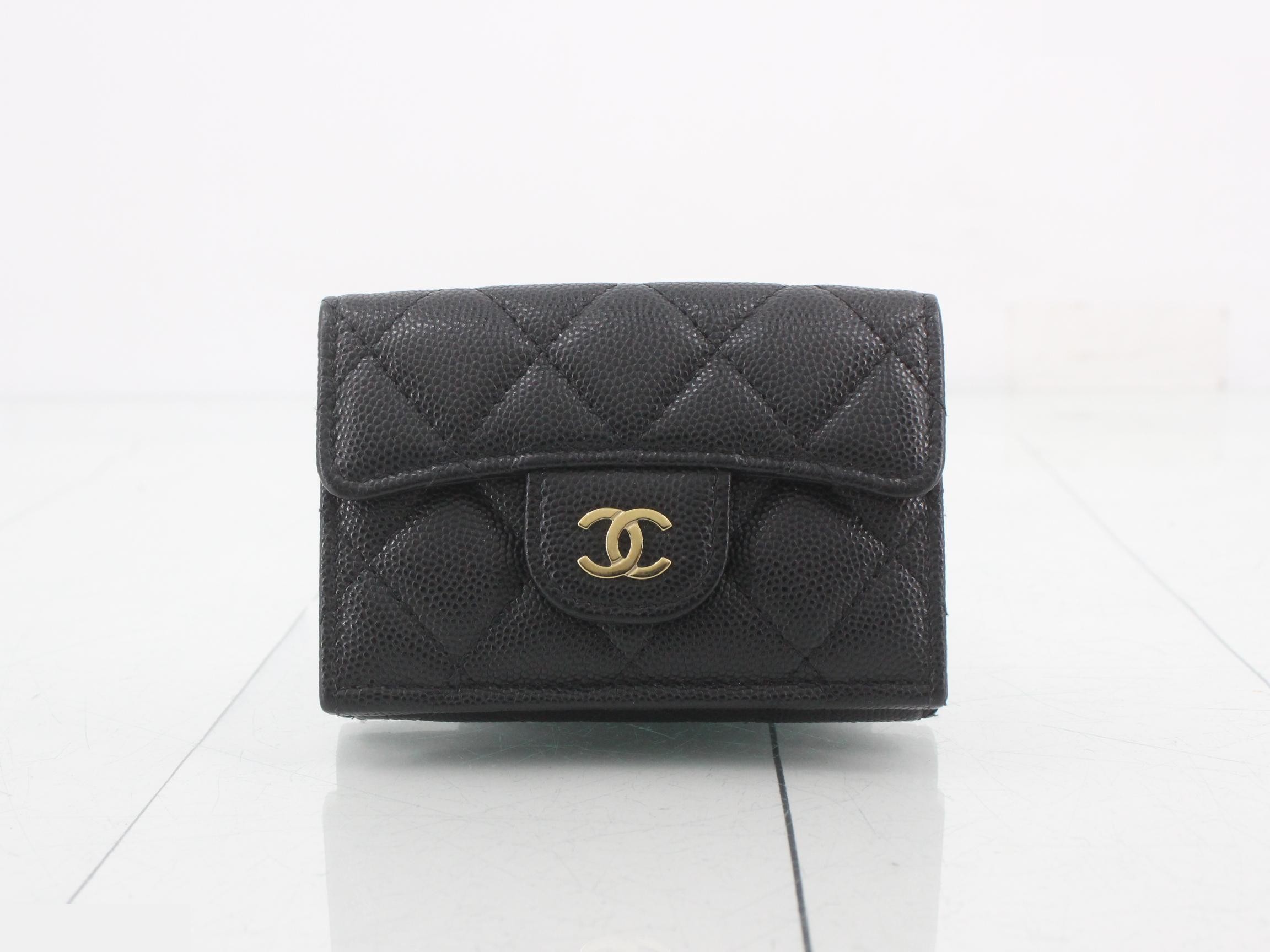 Coco Mark Matelassé Caviar Skin Wallet