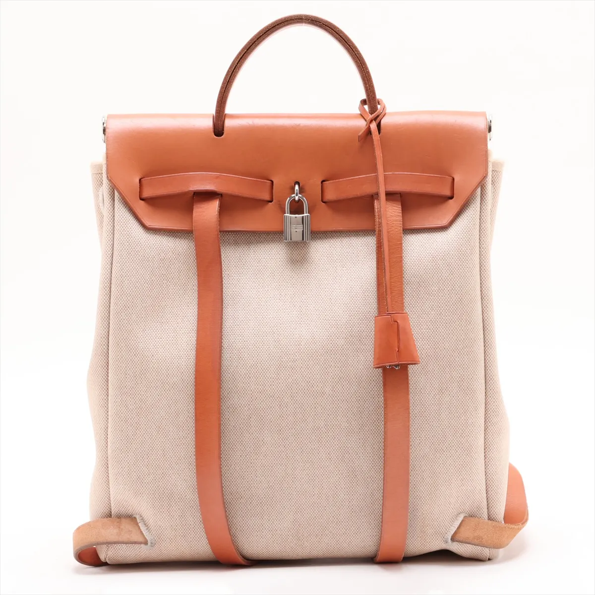 Herbag Ad PM Toile H x Vache Hunter Beige Silver Hardware D: 2000 — view 2