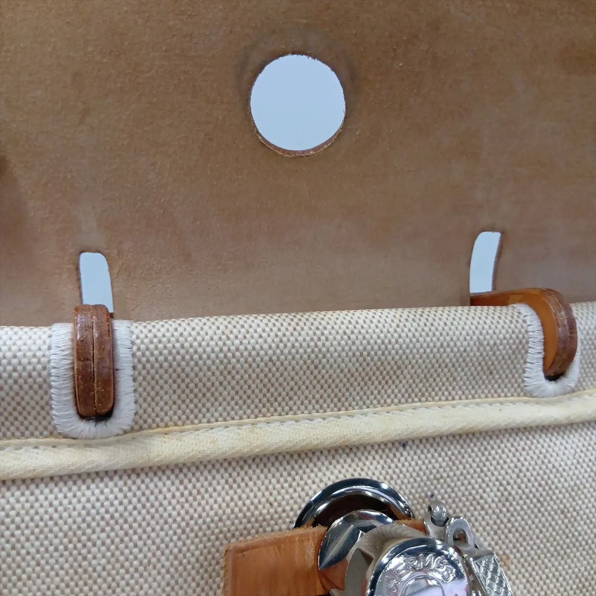 Herbag Ad PM Toile H x Vache Hunter Beige Silver Hardware D: 2000 — view 14
