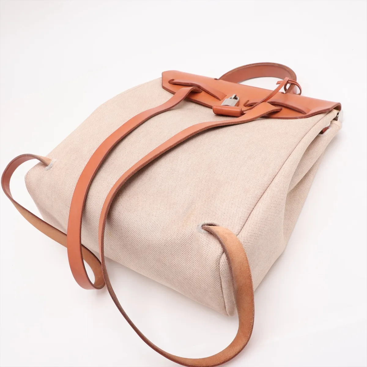 Herbag Ad PM Toile H x Vache Hunter Beige Silver Hardware D: 2000 — view 5