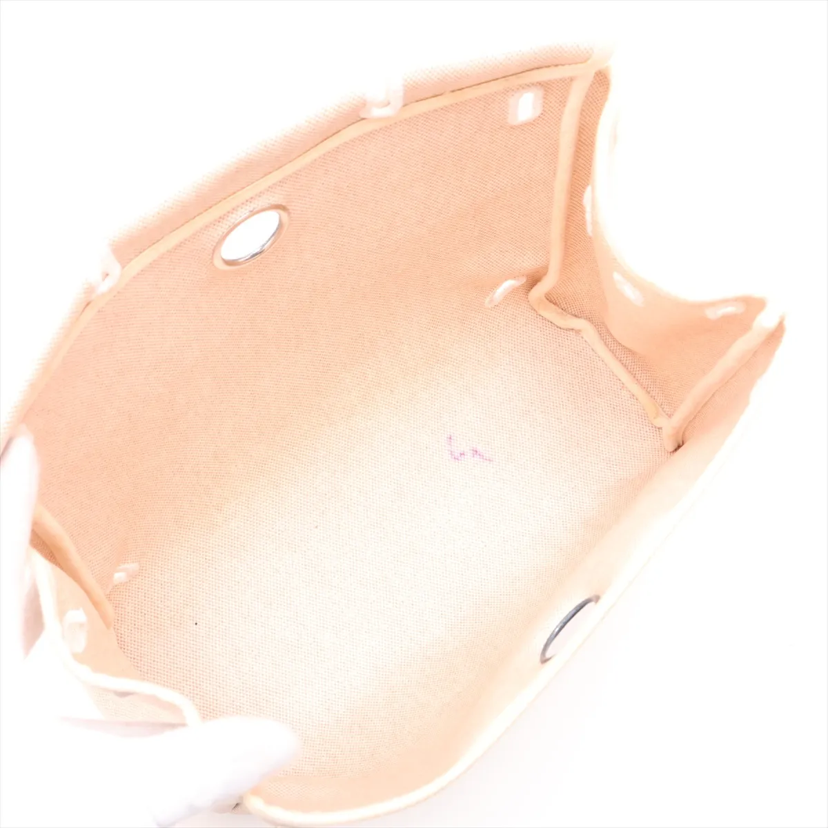 Herbag Ad PM Toile H x Vache Hunter Beige Silver Hardware D: 2000 — view 8