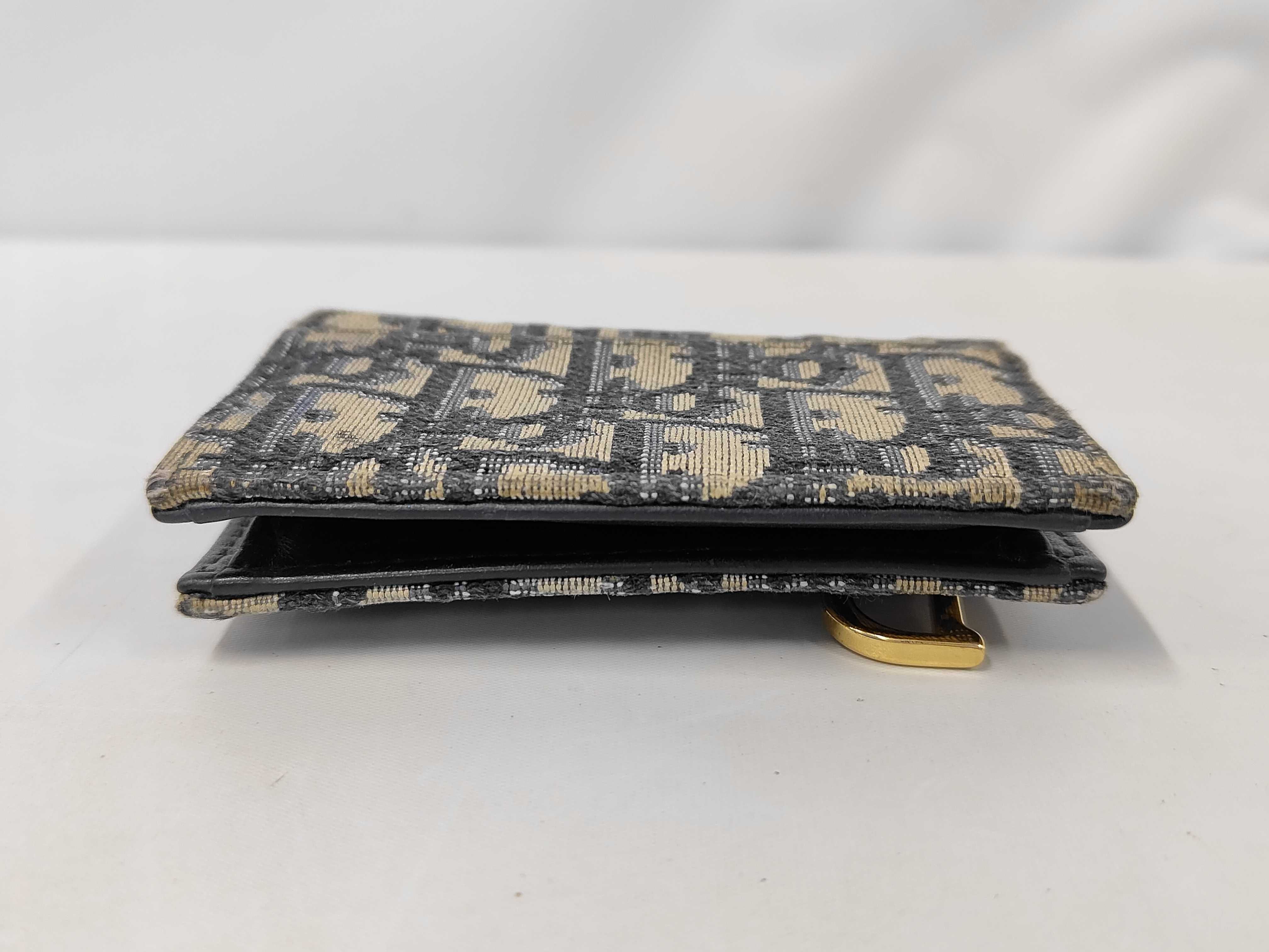 Oblique Saddle Leather Card Case, Navy - Card Case — view 4