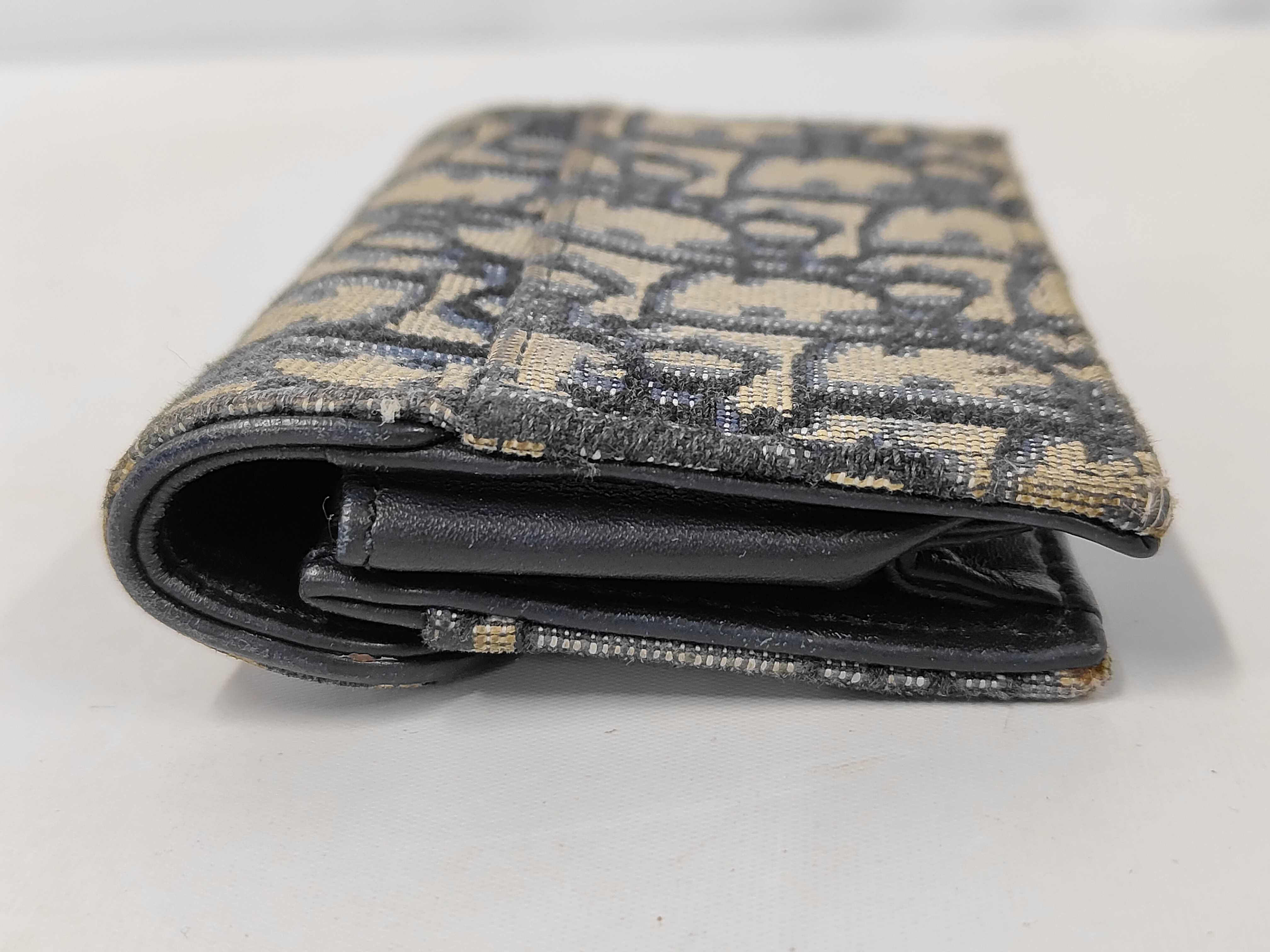 Oblique Saddle Leather Card Case, Navy - Card Case — view 5