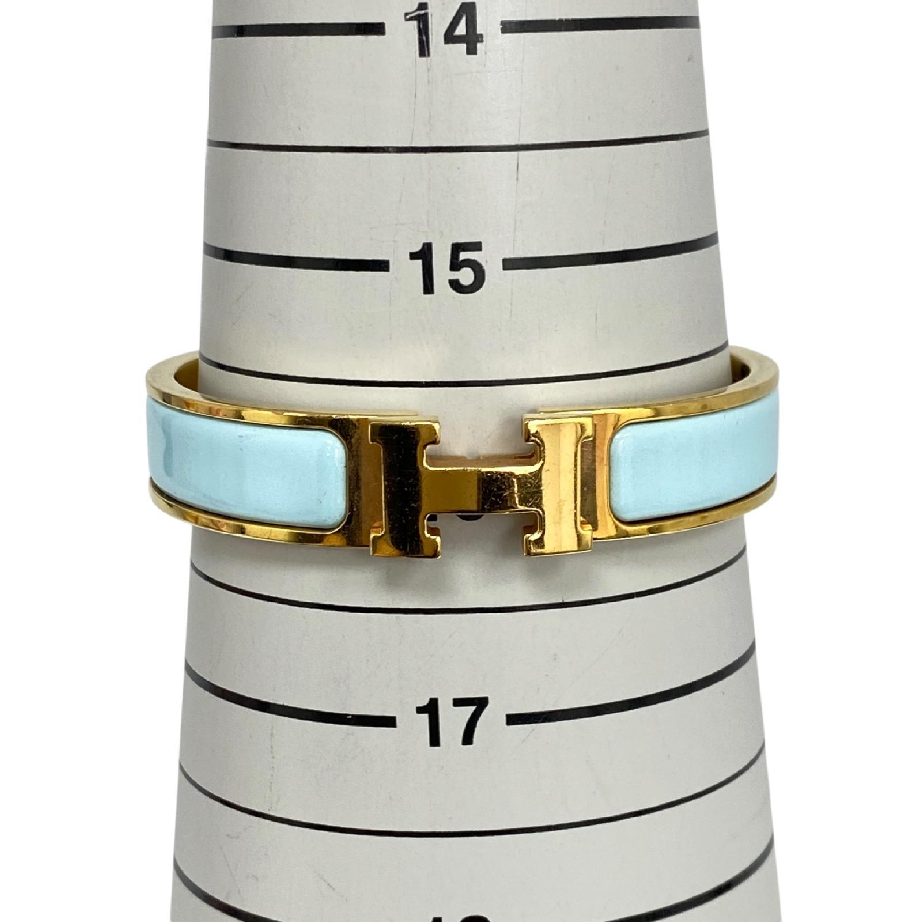 【*Shipped from: Hong Kong*】HERMES ( ) Light Blue Gold-Colored Metal Click H PM Bangle -267015034 Bracelet/Bangle — view 13