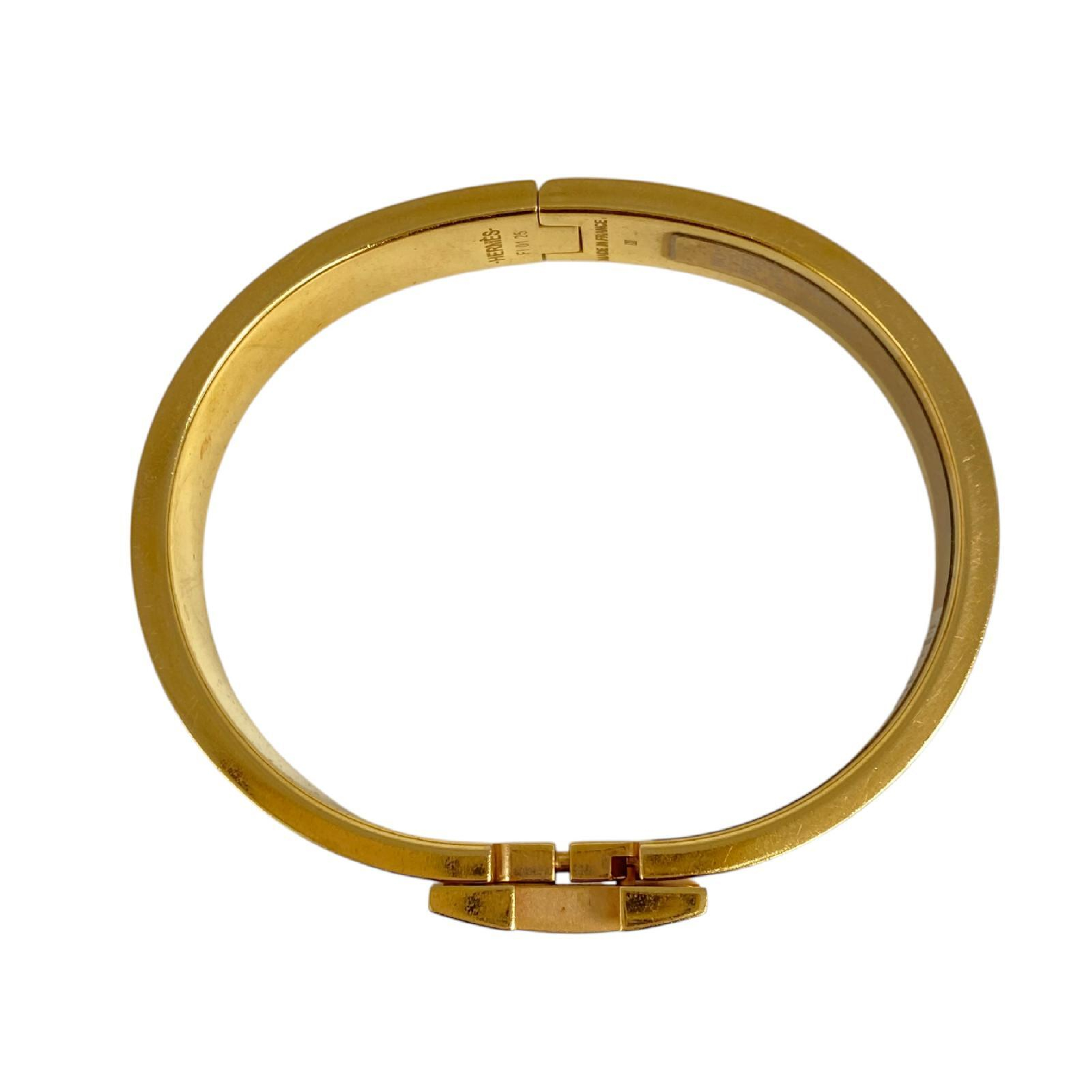 【*Shipped from: Hong Kong*】HERMES ( ) Light Blue Gold-Colored Metal Click H PM Bangle -267015034 Bracelet/Bangle — view 7