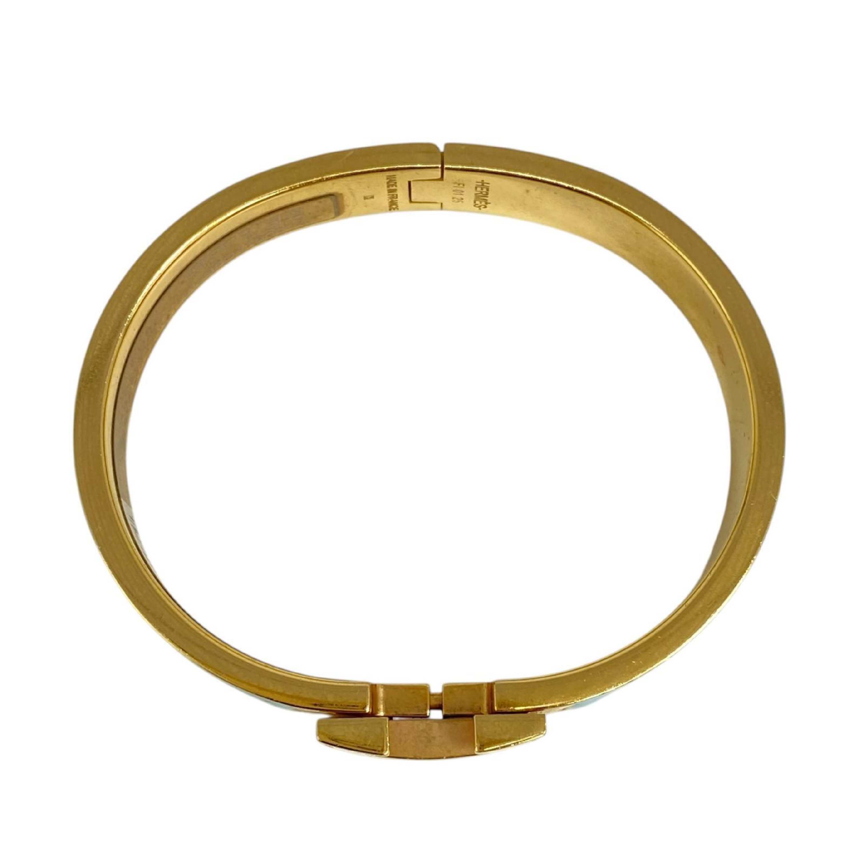 【*Shipped from: Hong Kong*】HERMES ( ) Light Blue Gold-Colored Metal Click H PM Bangle -267015034 Bracelet/Bangle — view 8