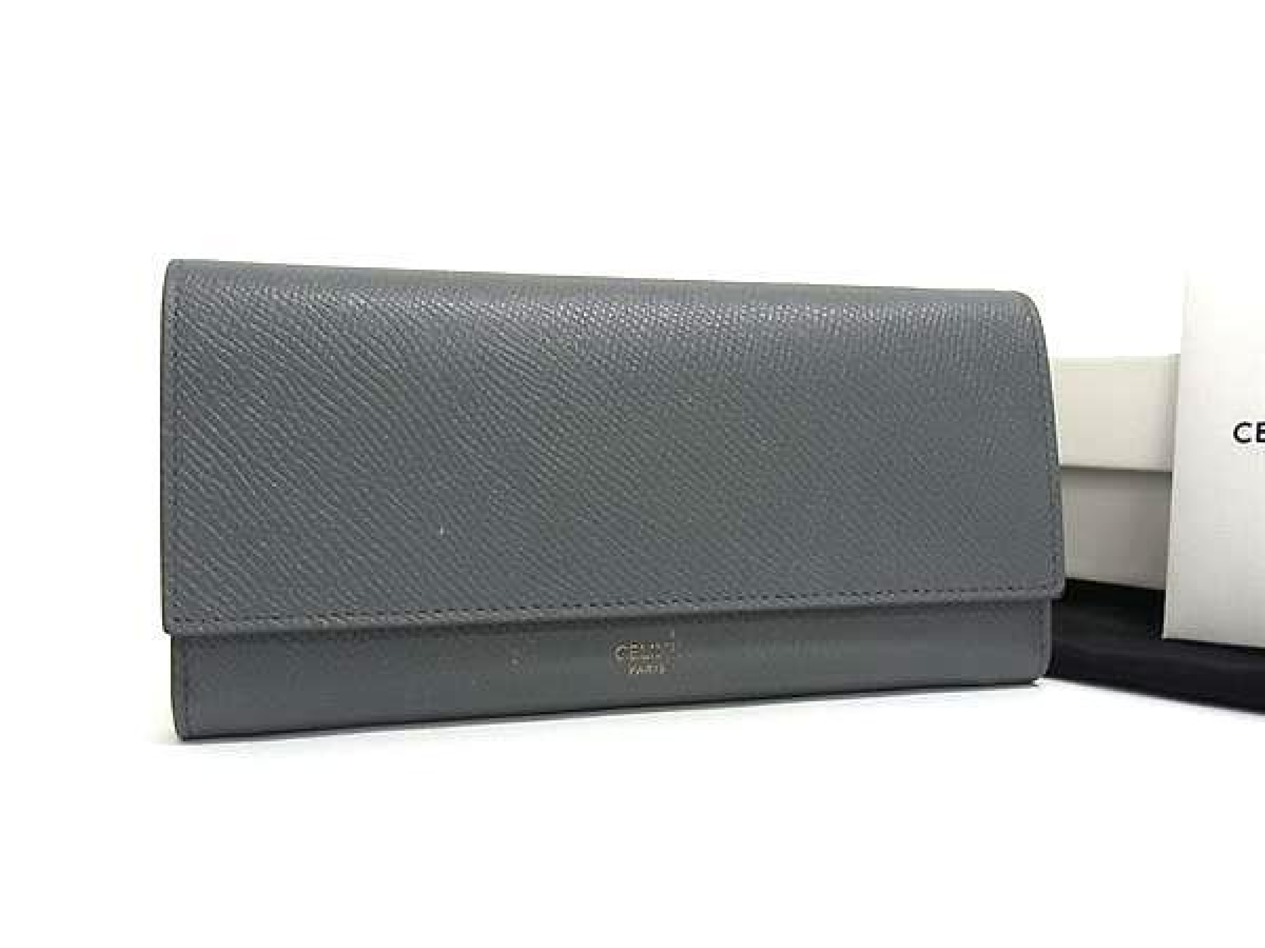Large Flap Leather Bi-fold Long Wallet with Coin Purse, Bill Compartment, and Card Slots, Gray (HD0283)