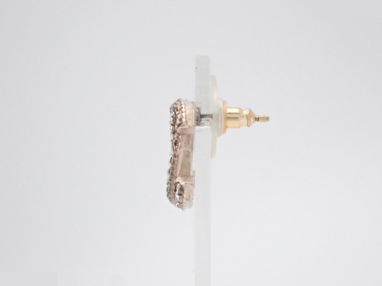 earrings, A19K gold, Coco Mark design, rhinestones, 2cm wide. — view 3