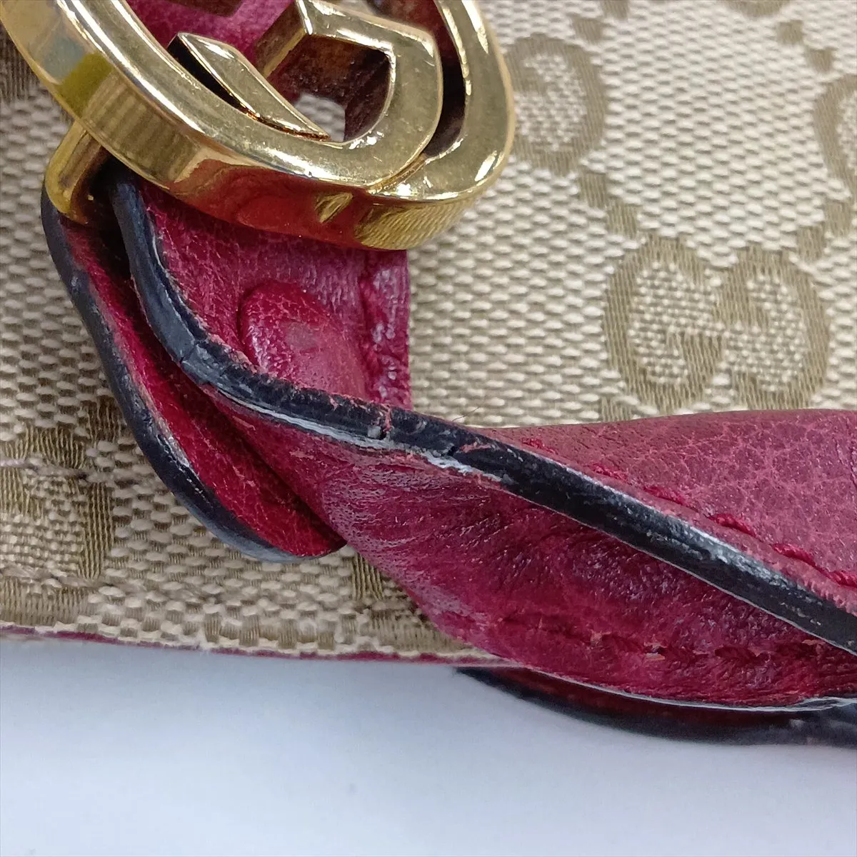 GG Canvas x Leather 2-Way Tote Bag Beige x Red 323675 — view 13