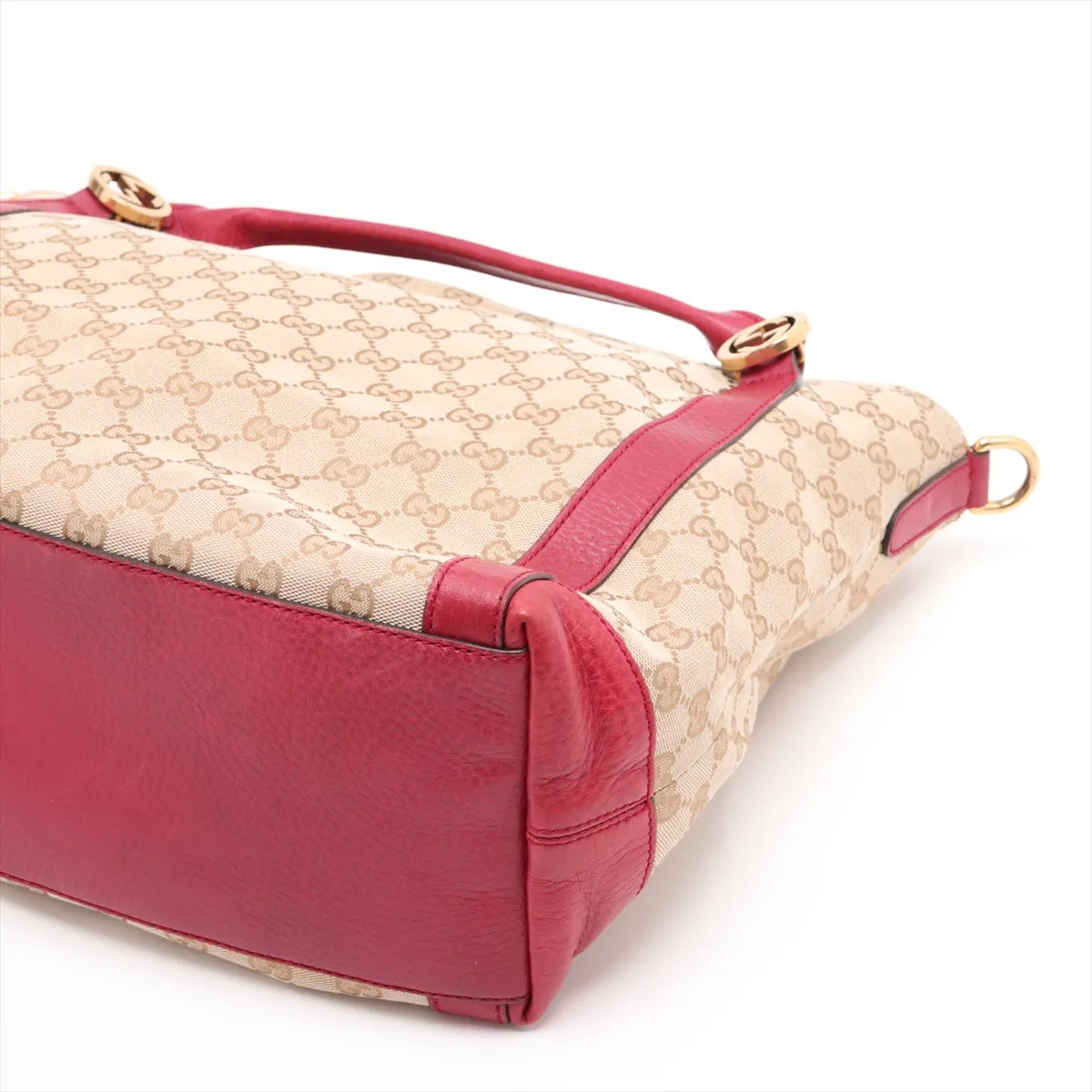 GG Canvas x Leather 2-Way Tote Bag Beige x Red 323675 — view 3