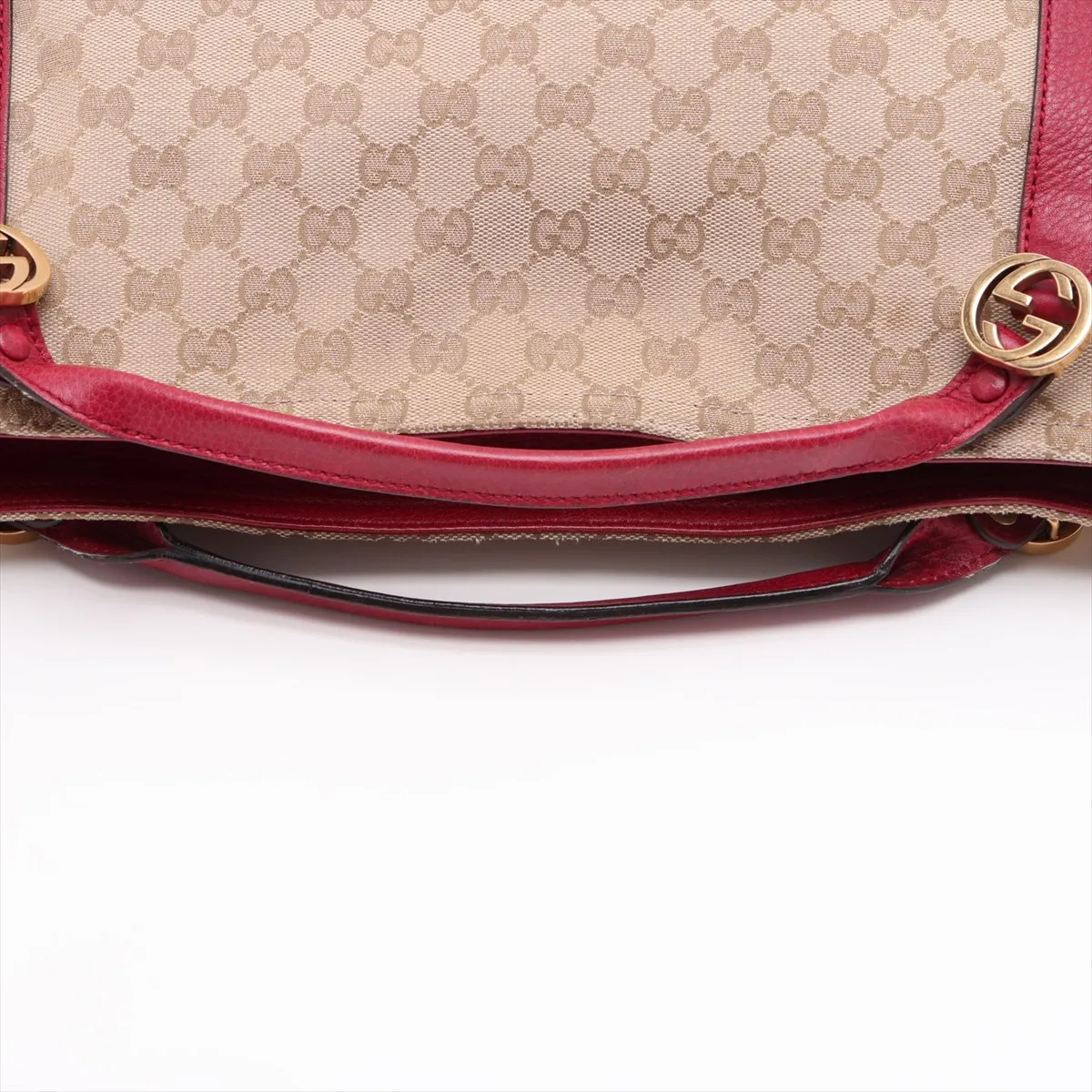 GG Canvas x Leather 2-Way Tote Bag Beige x Red 323675 — view 5