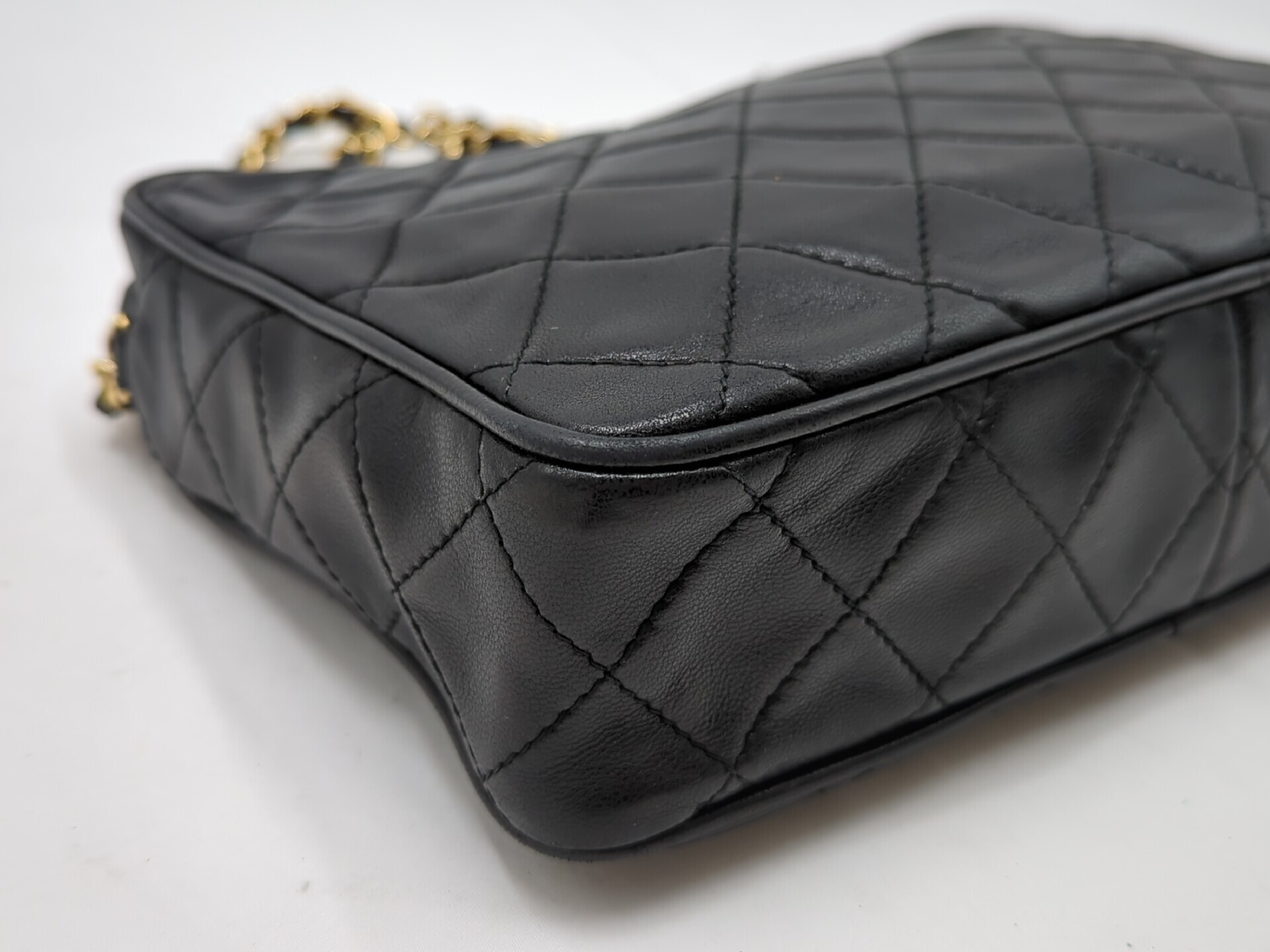 Lambskin Black Fringe Chain Shoulder Bag — view 3