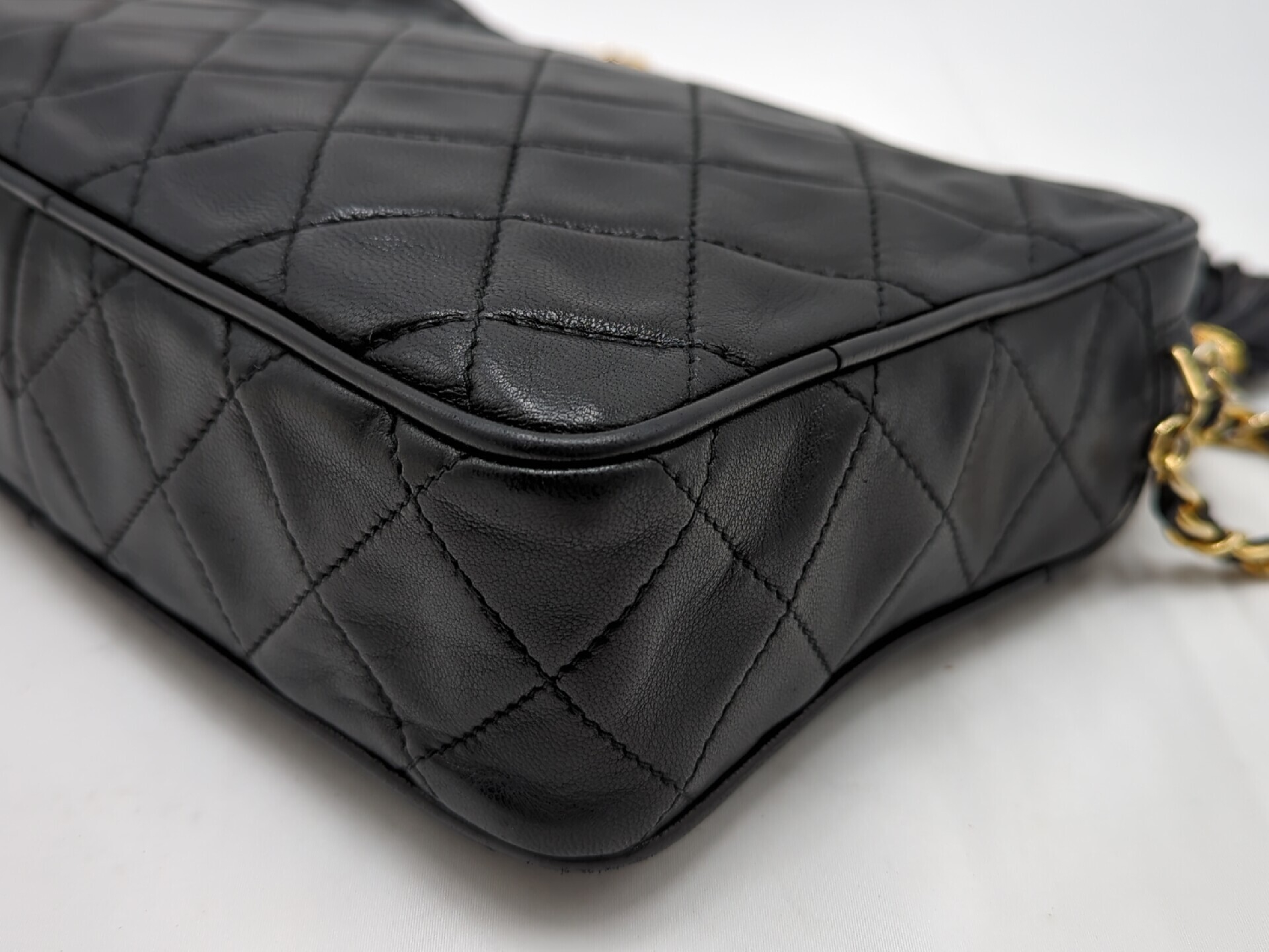 Lambskin Black Fringe Chain Shoulder Bag — view 4