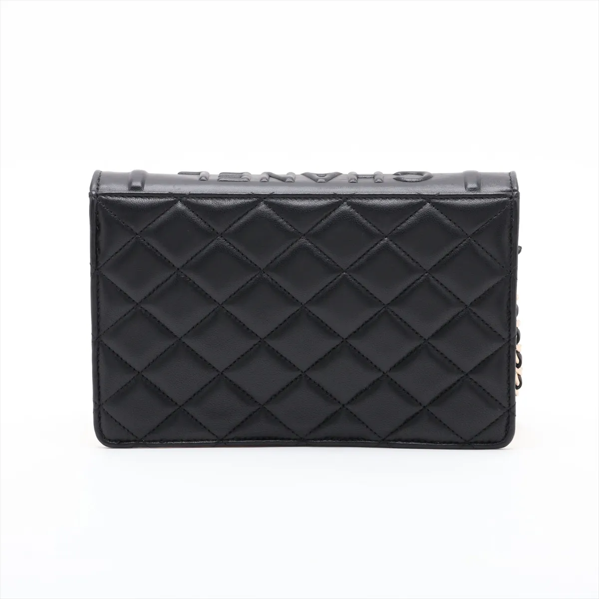Matelassé Lambskin Chain Shoulder Bag Book Black x White Gold Hardware E0K3UU29 Random Plate Sale — view 2