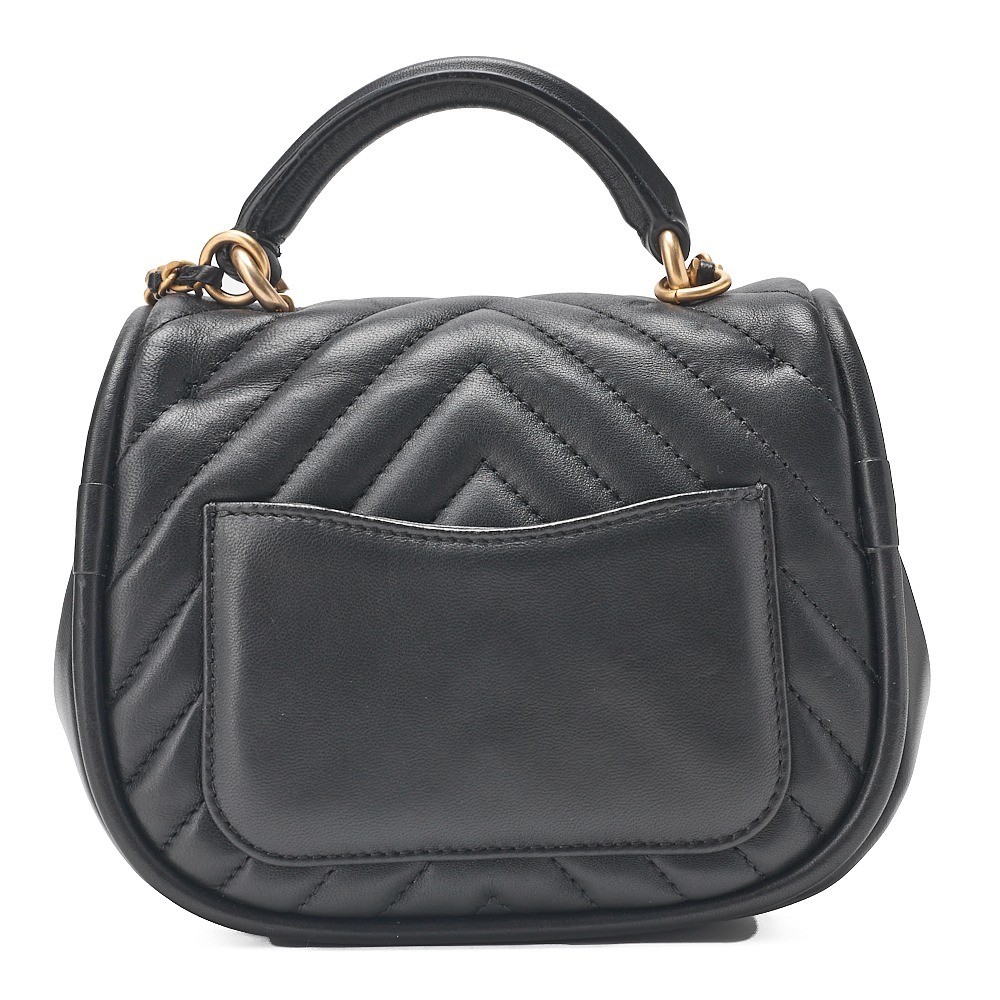 Lambskin V-stitch turn-lock 2-way chain shoulder bag, black — view 2
