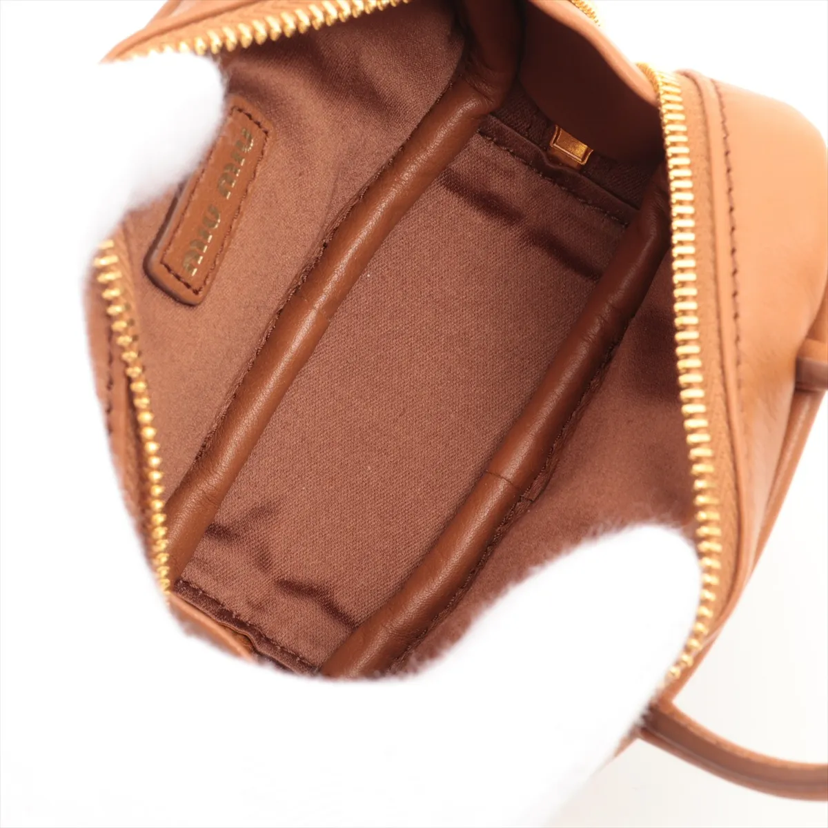 Leather Pouch Brown 5NR036 Beau Micro Bag Charm — view 3