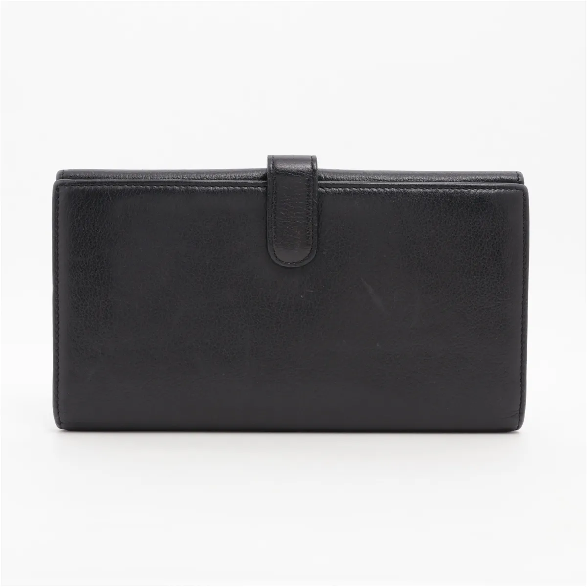 Camellia Lambskin Long Wallet, Black with Silver Hardware, 12693740 — view 2