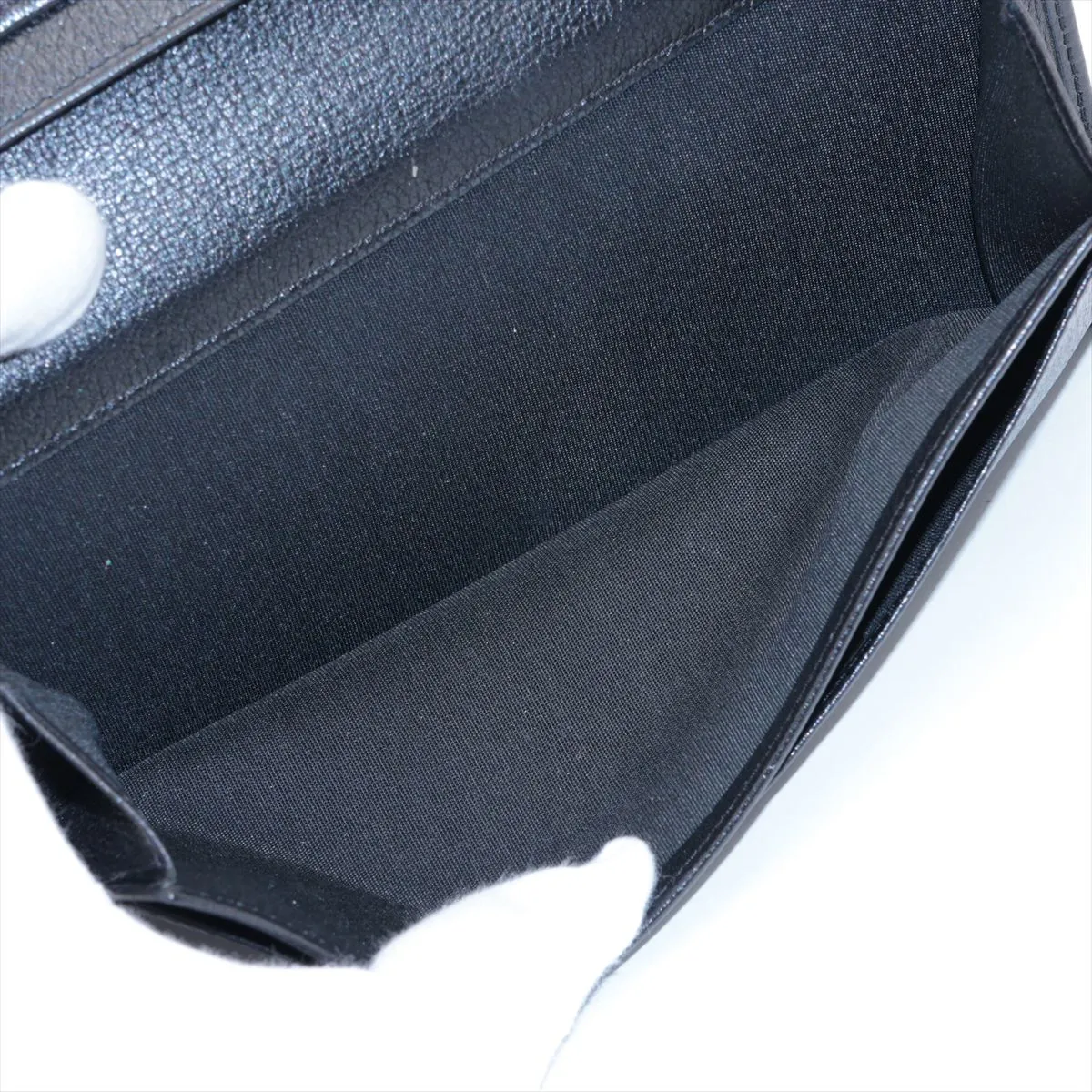 Camellia Lambskin Long Wallet, Black with Silver Hardware, 12693740 — view 6