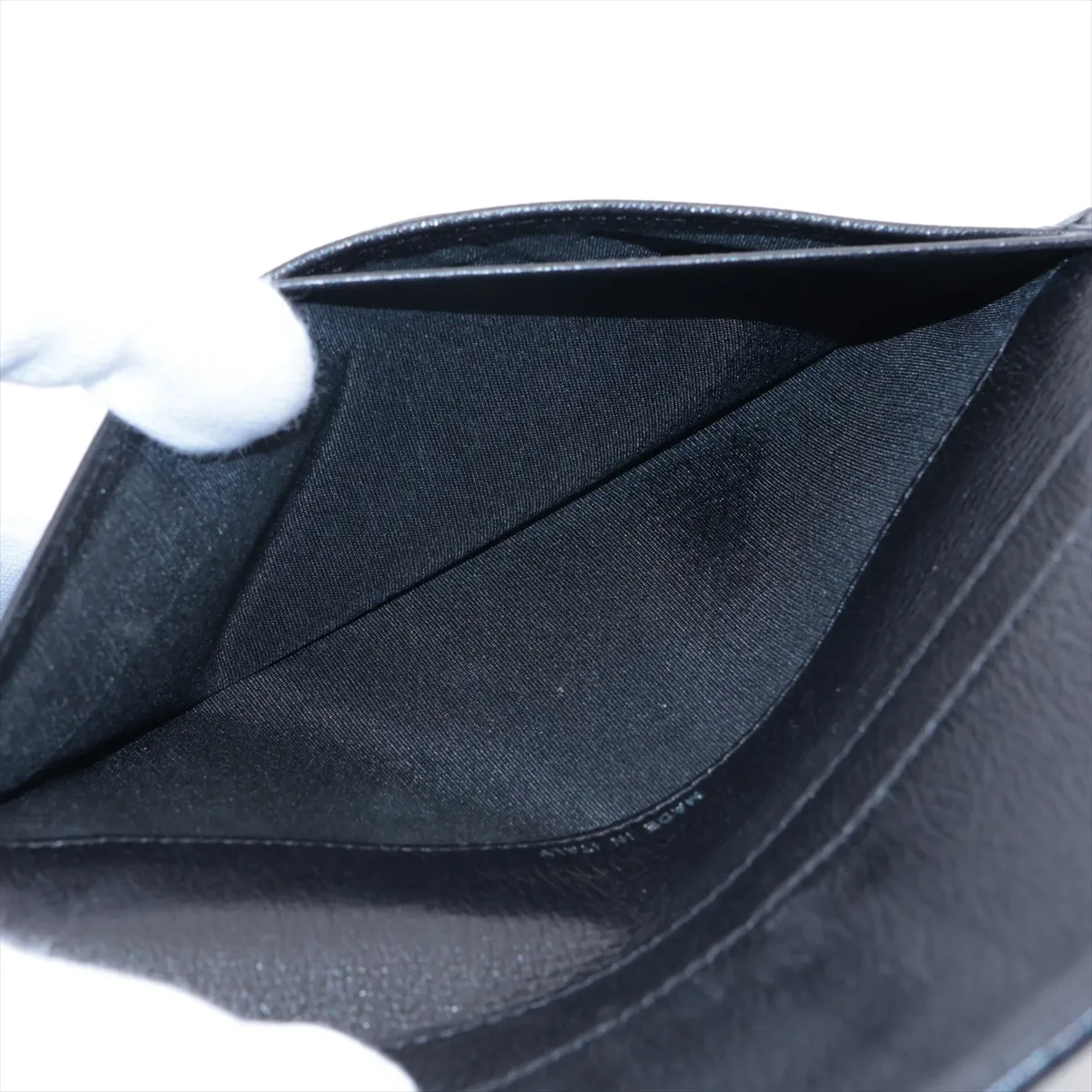 Camellia Lambskin Long Wallet, Black with Silver Hardware, 12693740 — view 7