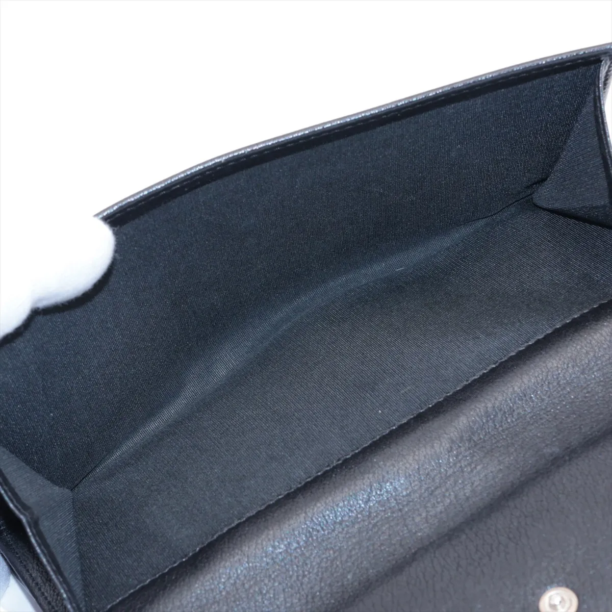 Camellia Lambskin Long Wallet, Black with Silver Hardware, 12693740 — view 9