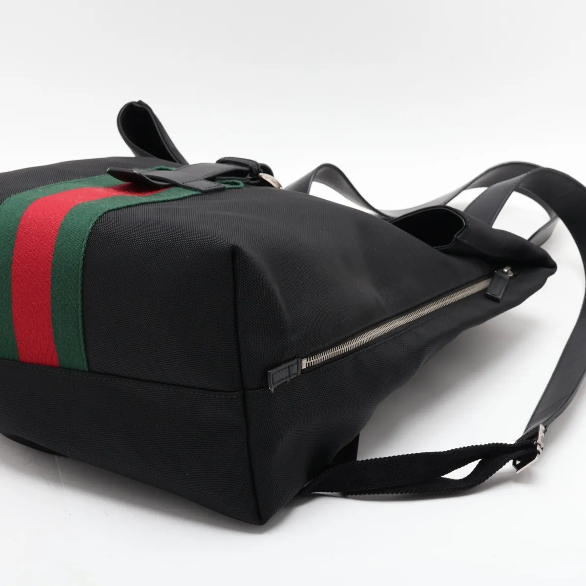 Sherry Line Canvas x Leather Backpack/Rucksack, Black — view 3