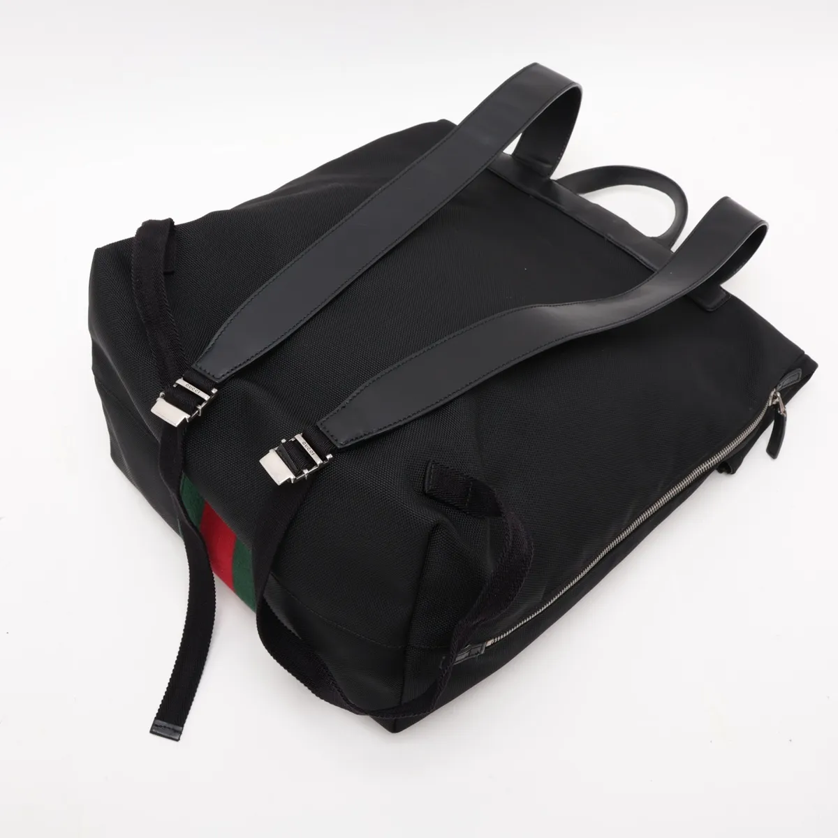 Sherry Line Canvas x Leather Backpack/Rucksack, Black — view 5