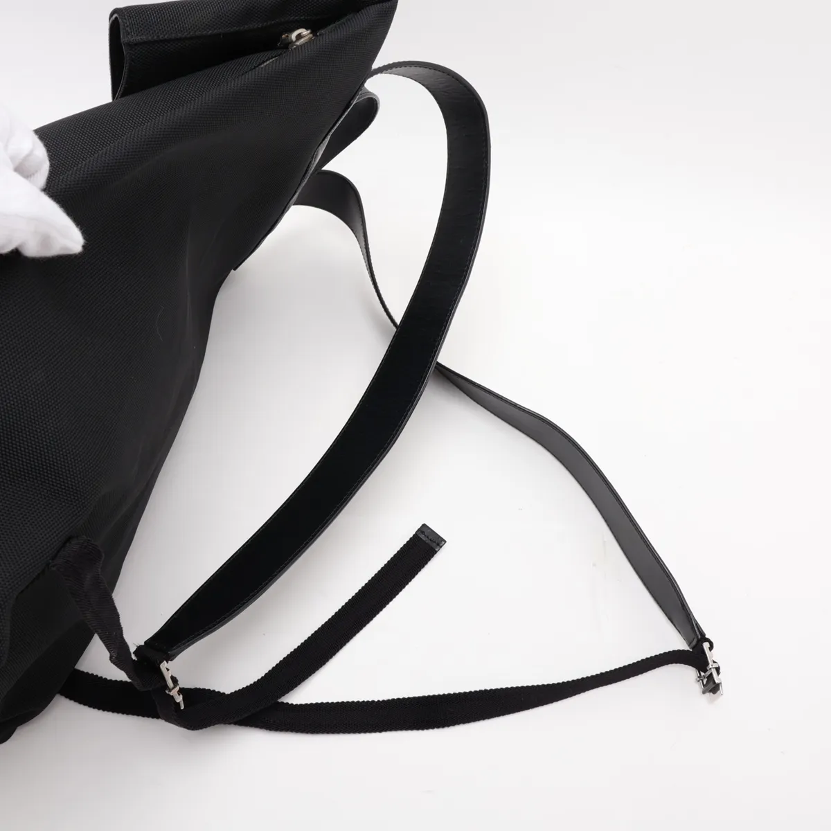 Sherry Line Canvas x Leather Backpack/Rucksack, Black — view 6