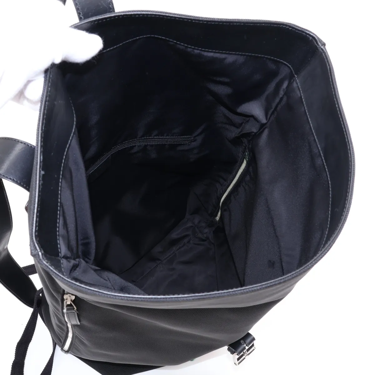 Sherry Line Canvas x Leather Backpack/Rucksack, Black — view 7