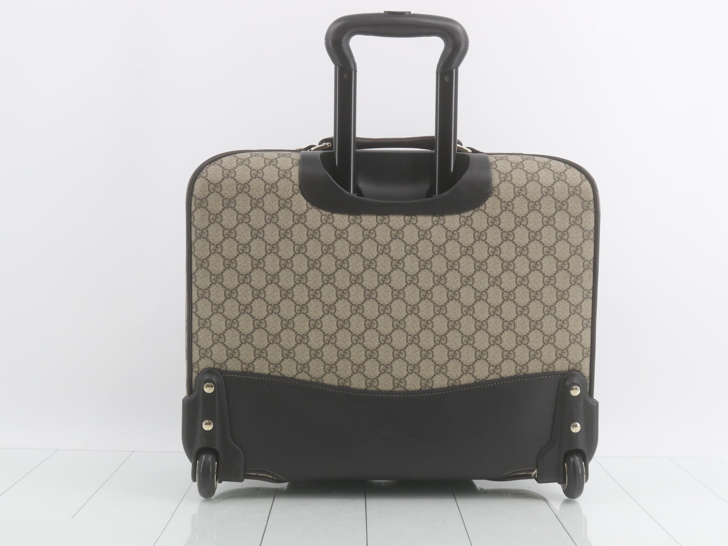 GG Supreme Carry Bag, PVC/Leather, Brown — view 2