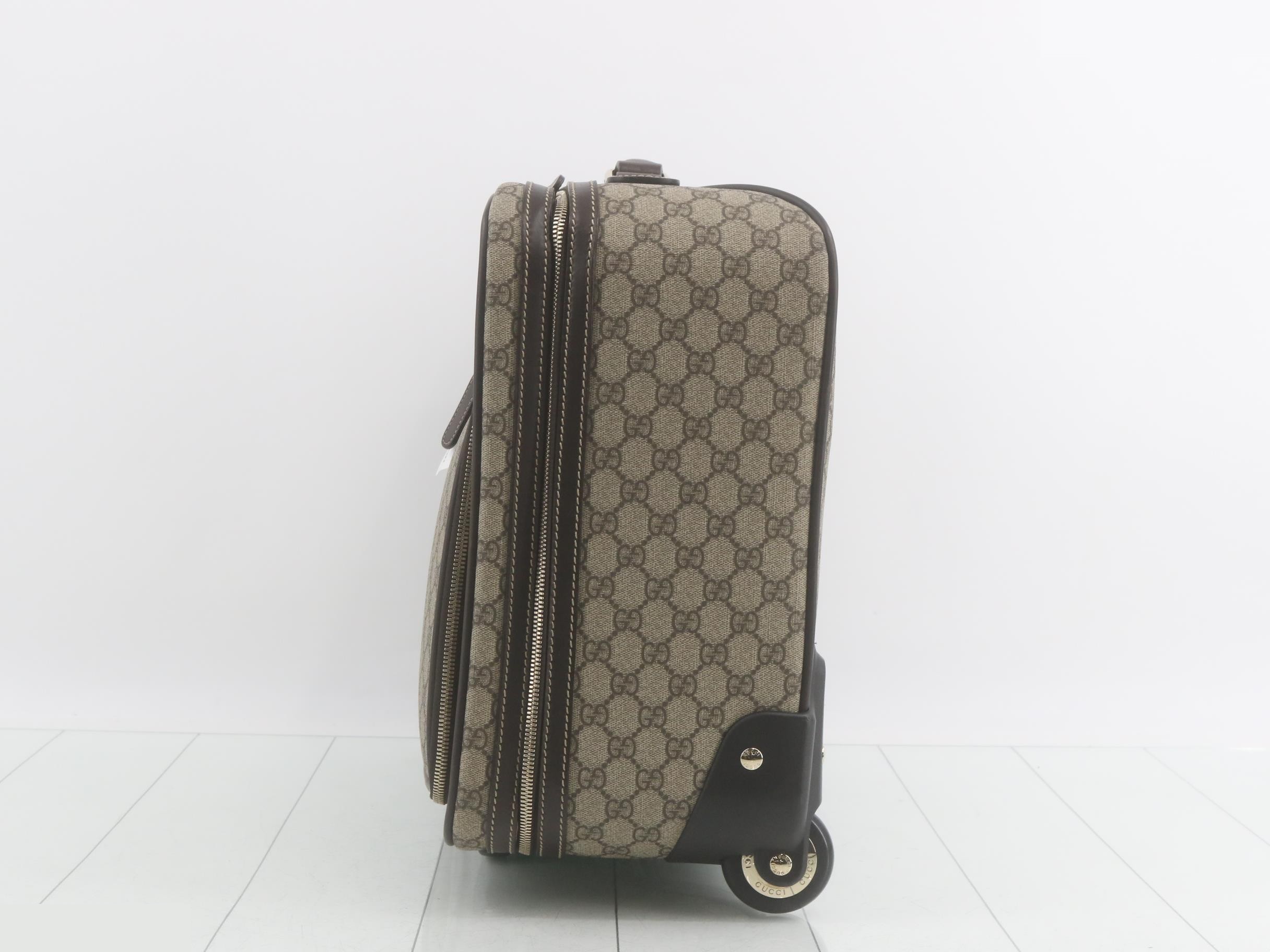 GG Supreme Carry Bag, PVC/Leather, Brown — view 3