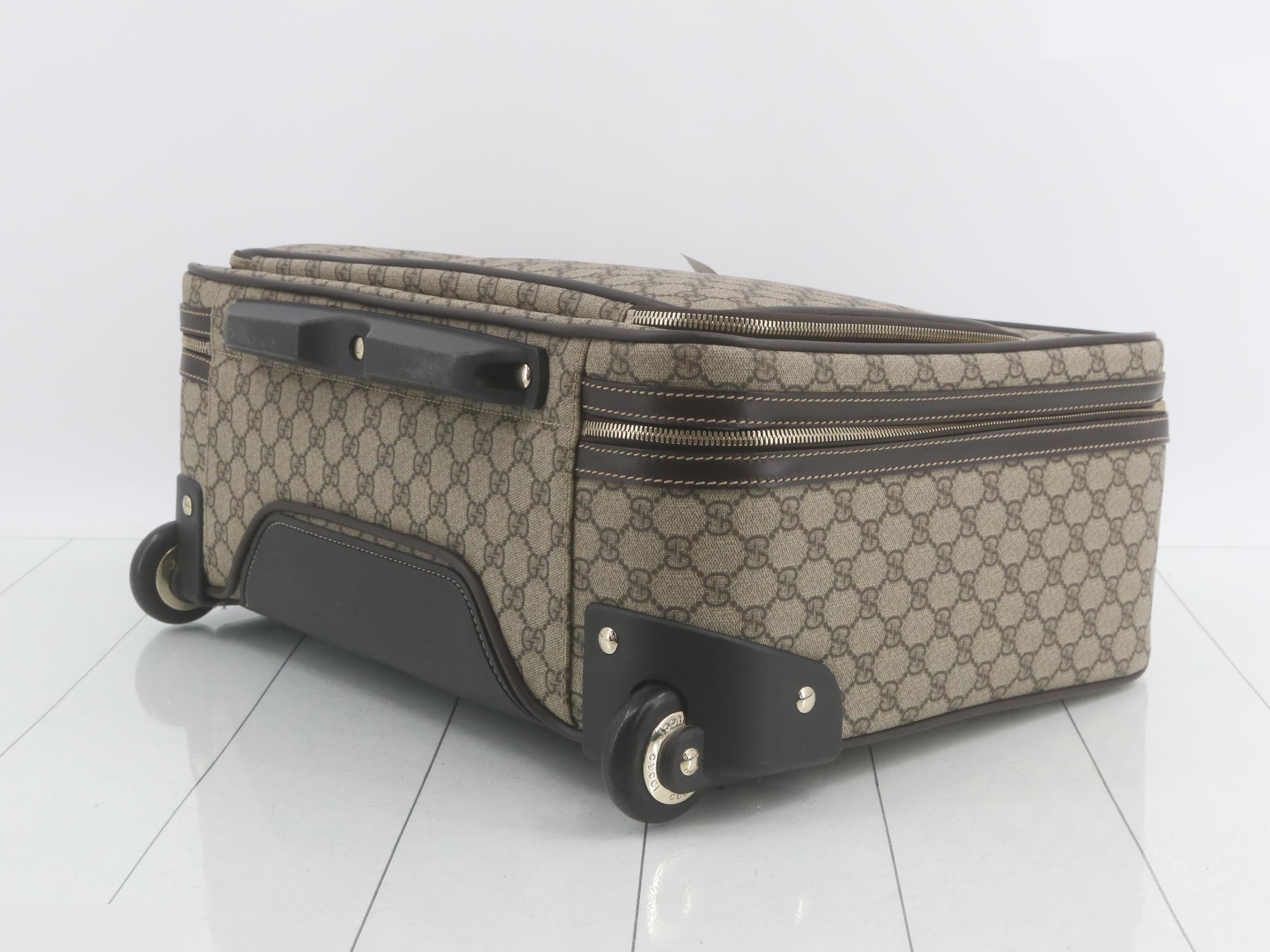 GG Supreme Carry Bag, PVC/Leather, Brown — view 6