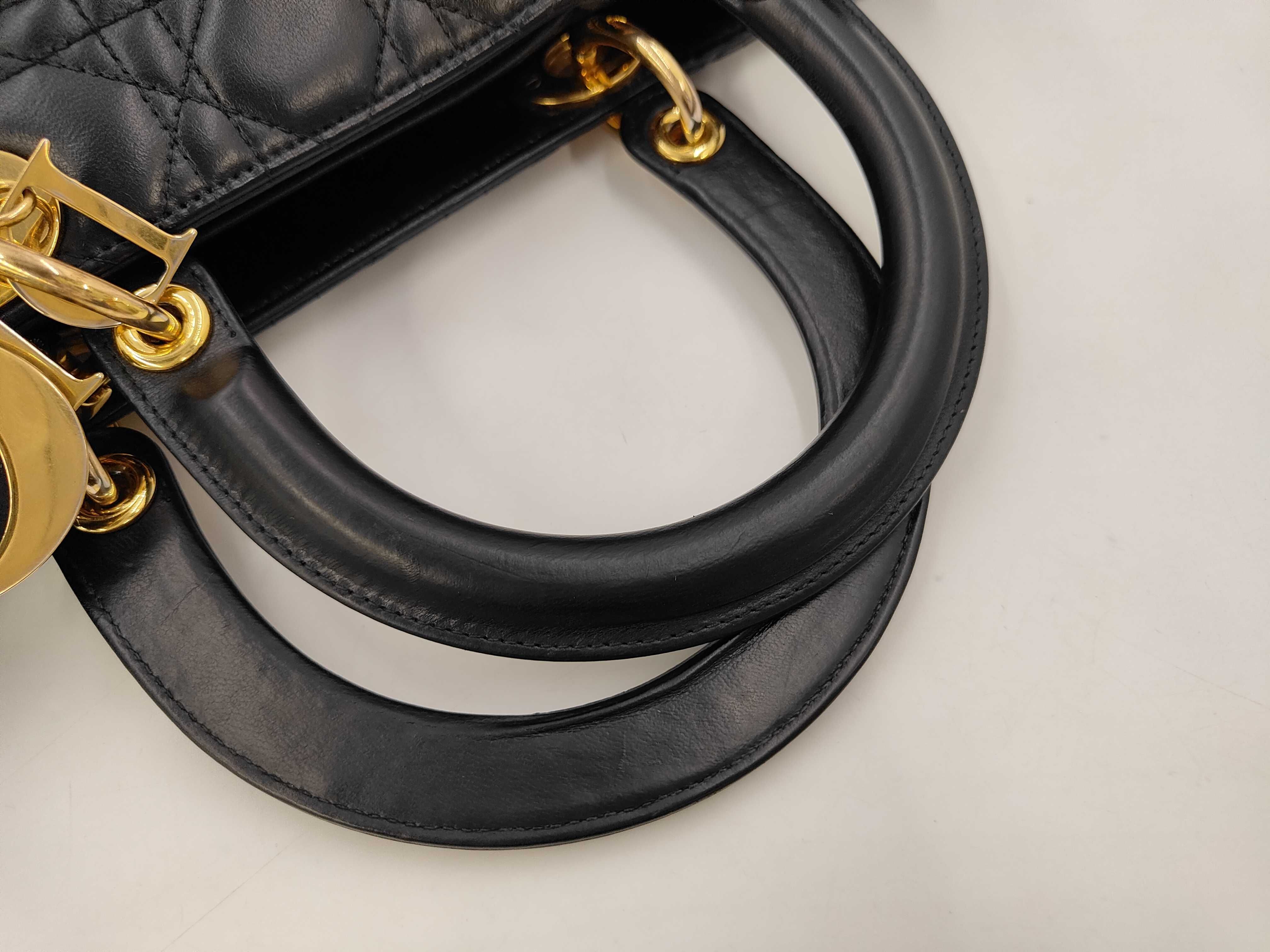 Christian Lady Dior Cannage Leather Black Bag — view 5