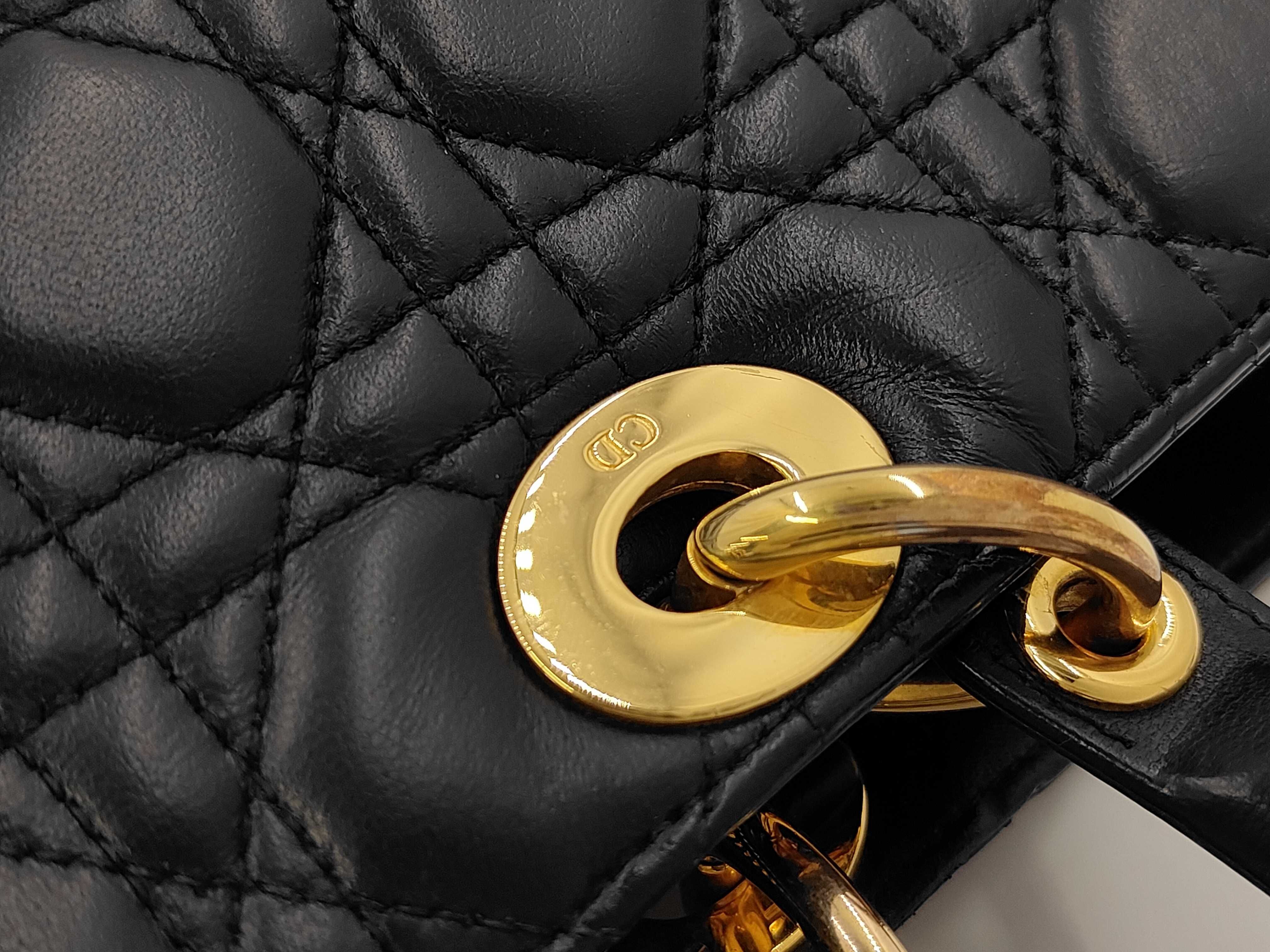 Christian Lady Dior Cannage Leather Black Bag — view 7