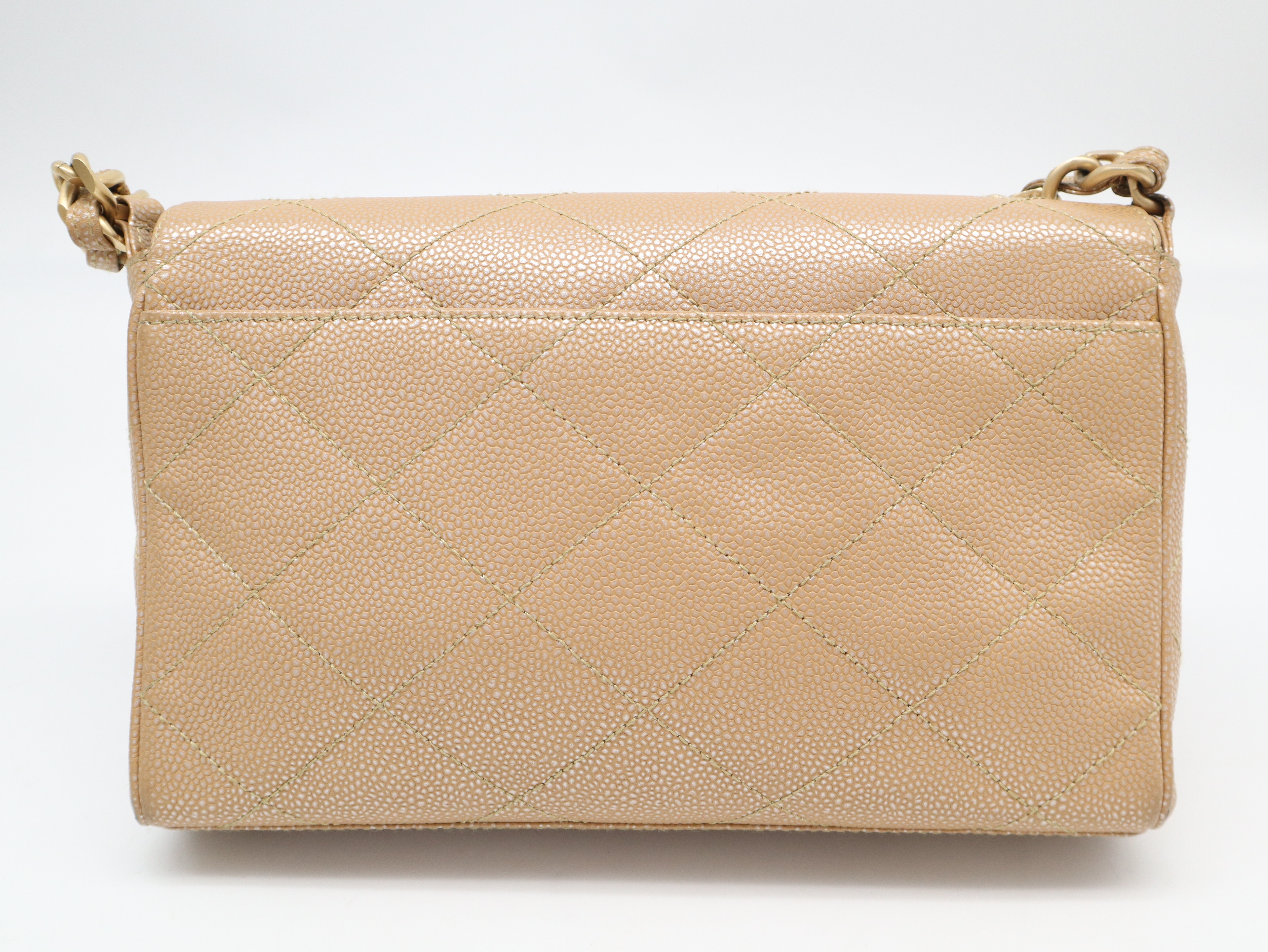 Caviar Skin Matelassé 25 Shoulder Bag with Small Flap, Small Chain, Gold Hardware, Beige, Seal, Card, Guarantee, Box, and Dust Bag (6596852) — view 2