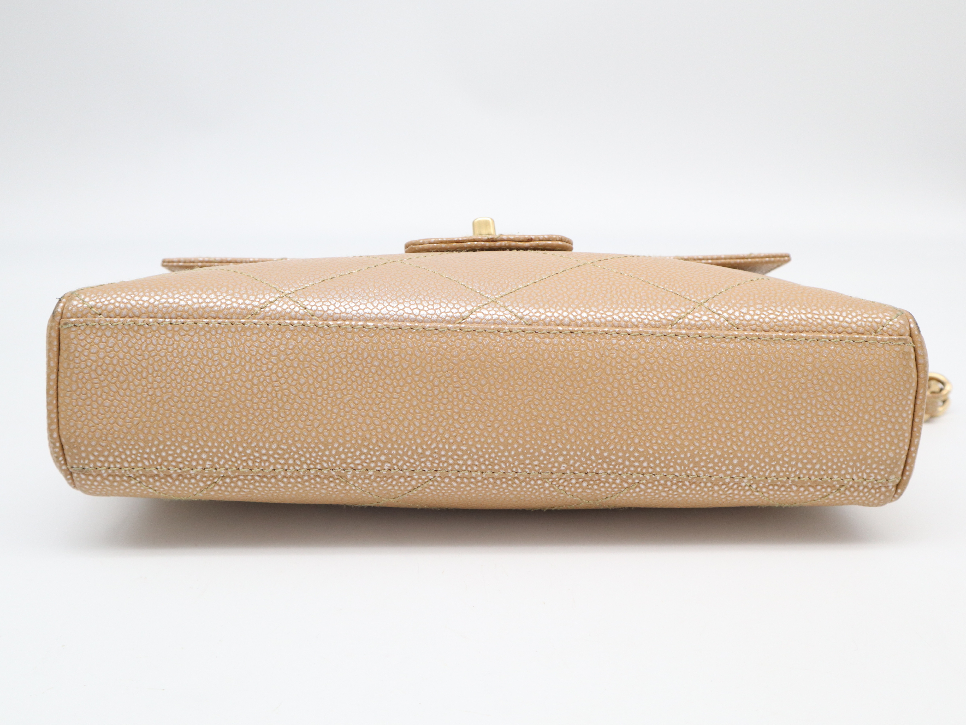 Caviar Skin Matelassé 25 Shoulder Bag with Small Flap, Small Chain, Gold Hardware, Beige, Seal, Card, Guarantee, Box, and Dust Bag (6596852) — view 5
