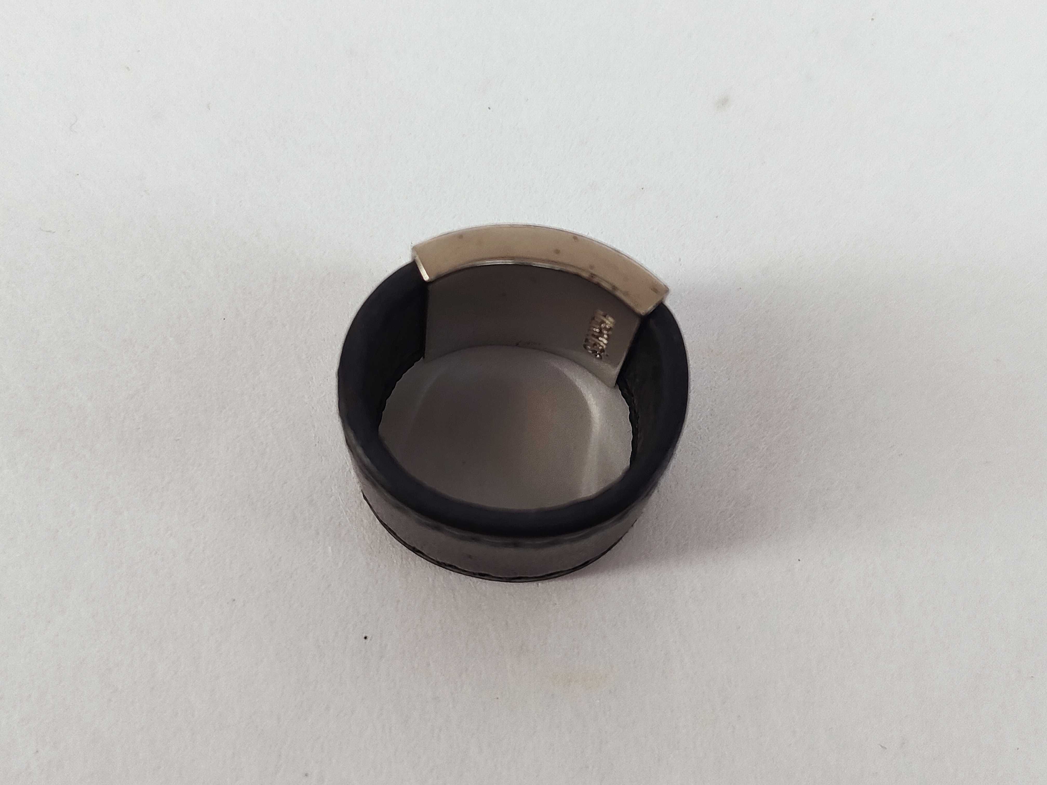 Lurie Leather Black Silver Hardware Ring — view 4