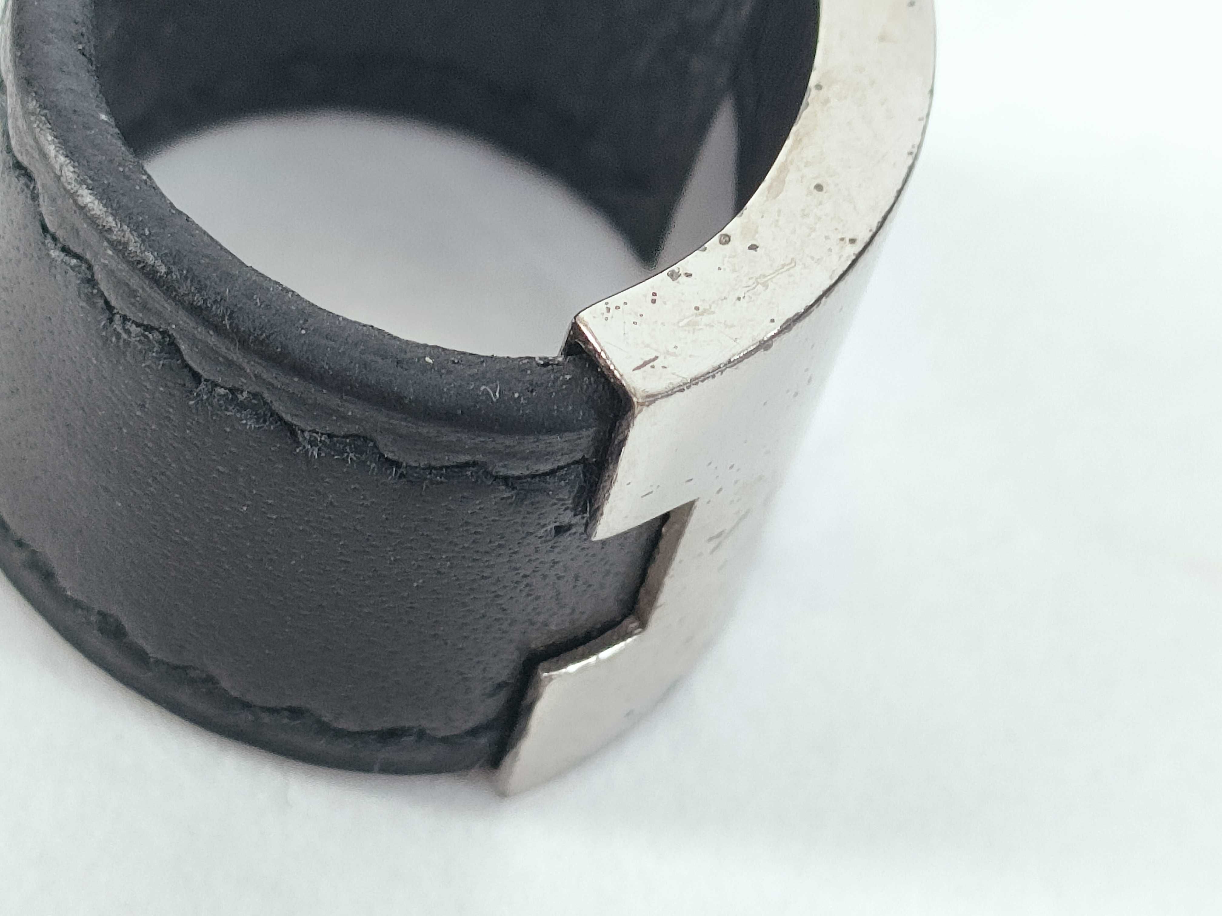 Lurie Leather Black Silver Hardware Ring — view 7