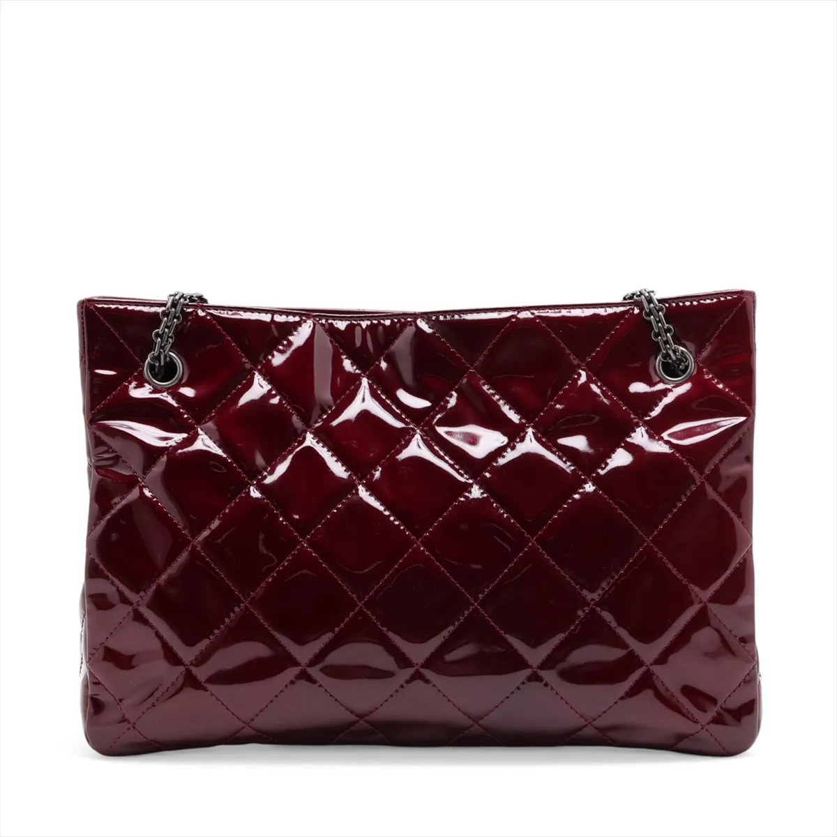 Matelassé Patent Leather Chain Shoulder Bag, Size 2.55, Red, Gunmetal Hardware, Item Number 15432358 (Serial Number in the 15s range) — view 2