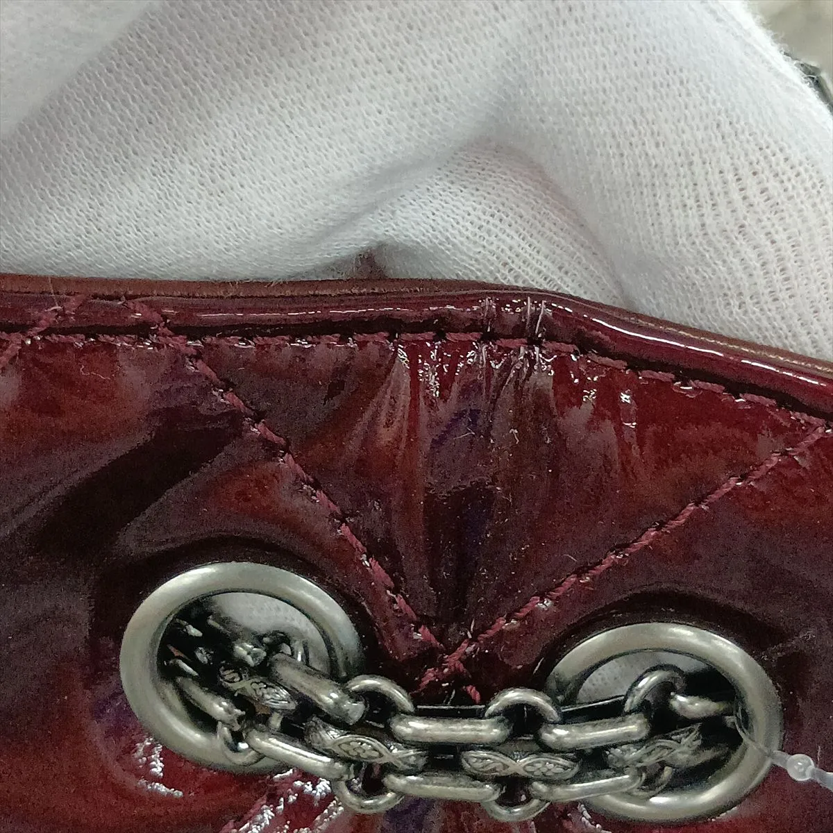 Matelassé Patent Leather Chain Shoulder Bag, Size 2.55, Red, Gunmetal Hardware, Item Number 15432358 (Serial Number in the 15s range) — view 11