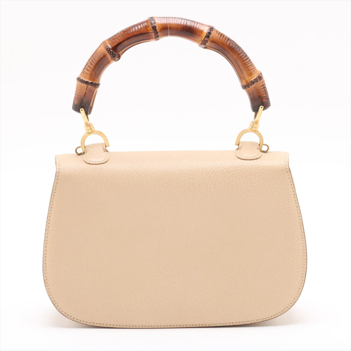 bamboo leather 2WAY handbag beige with mirror — view 2